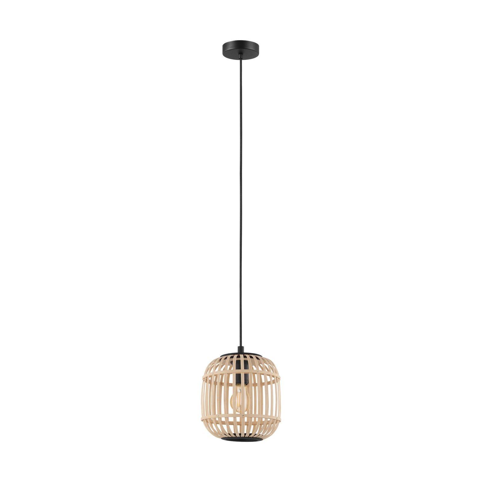 Hanging Ceiling Pendant Light Black & Wicker Cage 1x 28W E27 Feature Lamp