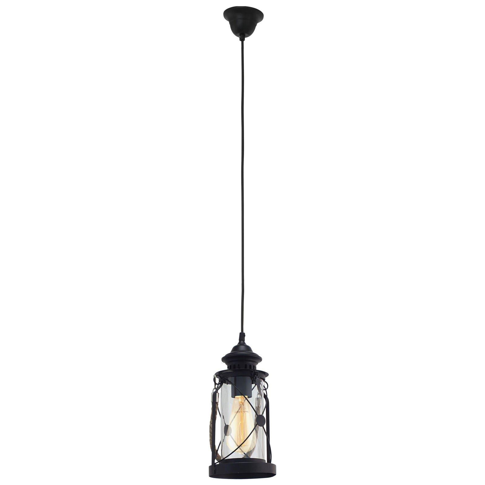 Hanging Ceiling Pendant Light Black Lantern 1 x 60W E27 Hallway Feature Lamp