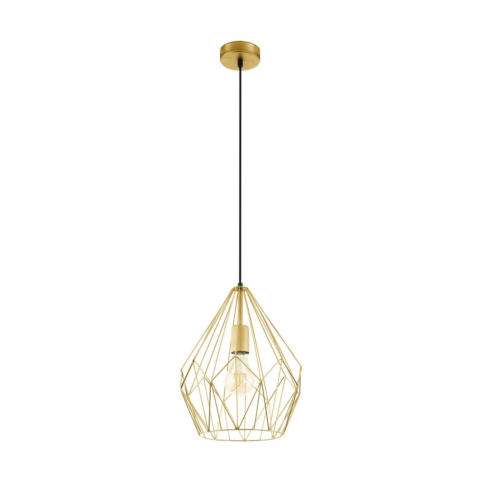 Hanging Ceiling Pendant Light Gold Wire Cage 1x 60W E27 Hallway Feature Lamp