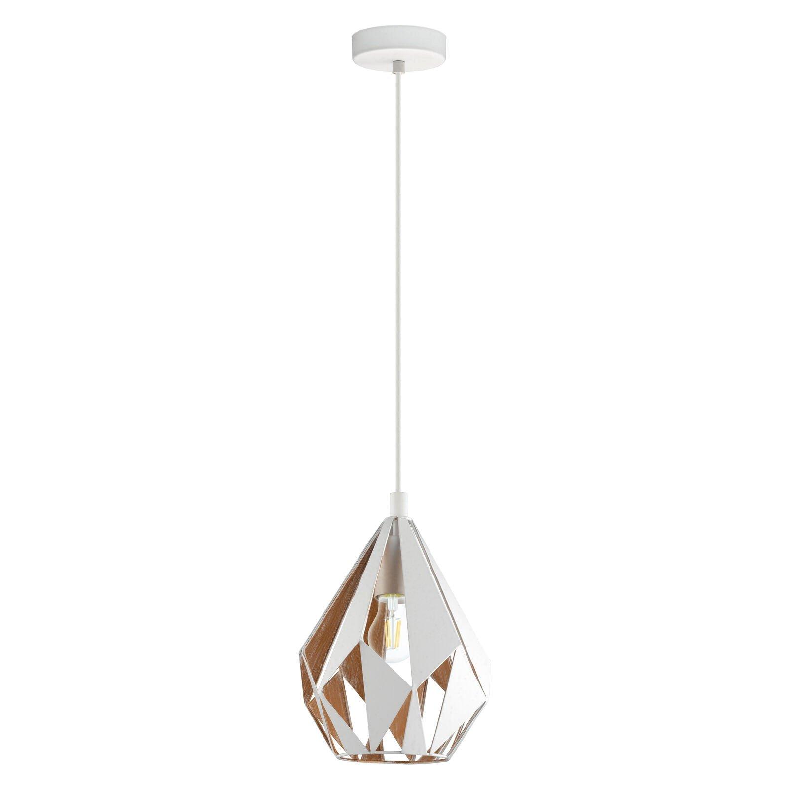 Hanging Ceiling Pendant Light White & Gold Geometric 1x 60W E27 Feature Lamp