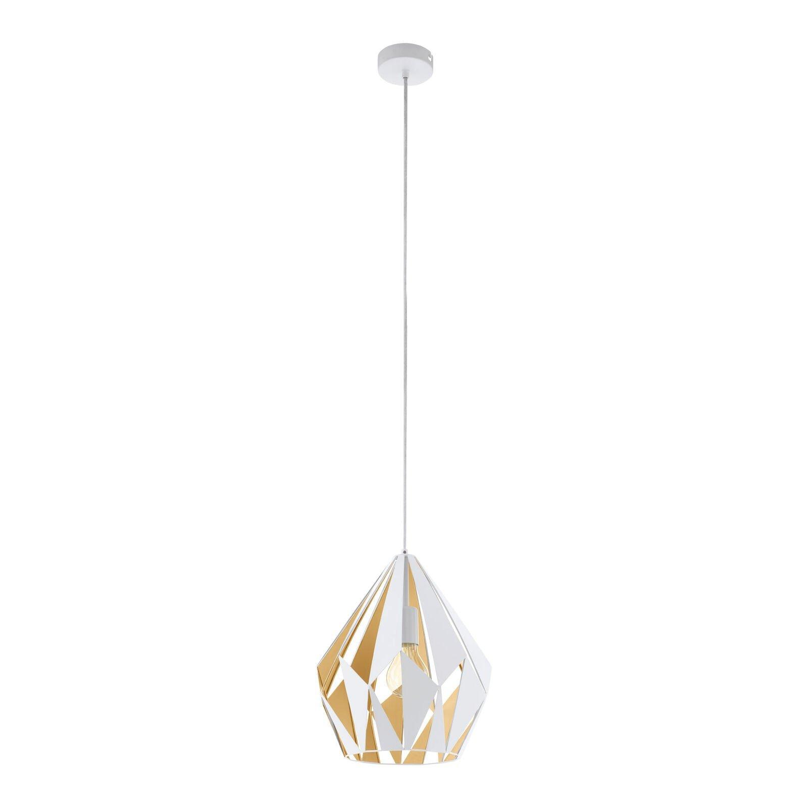 Hanging Ceiling Pendant Light White & Honey Geometric 1x 60W E27 Feature Lamp