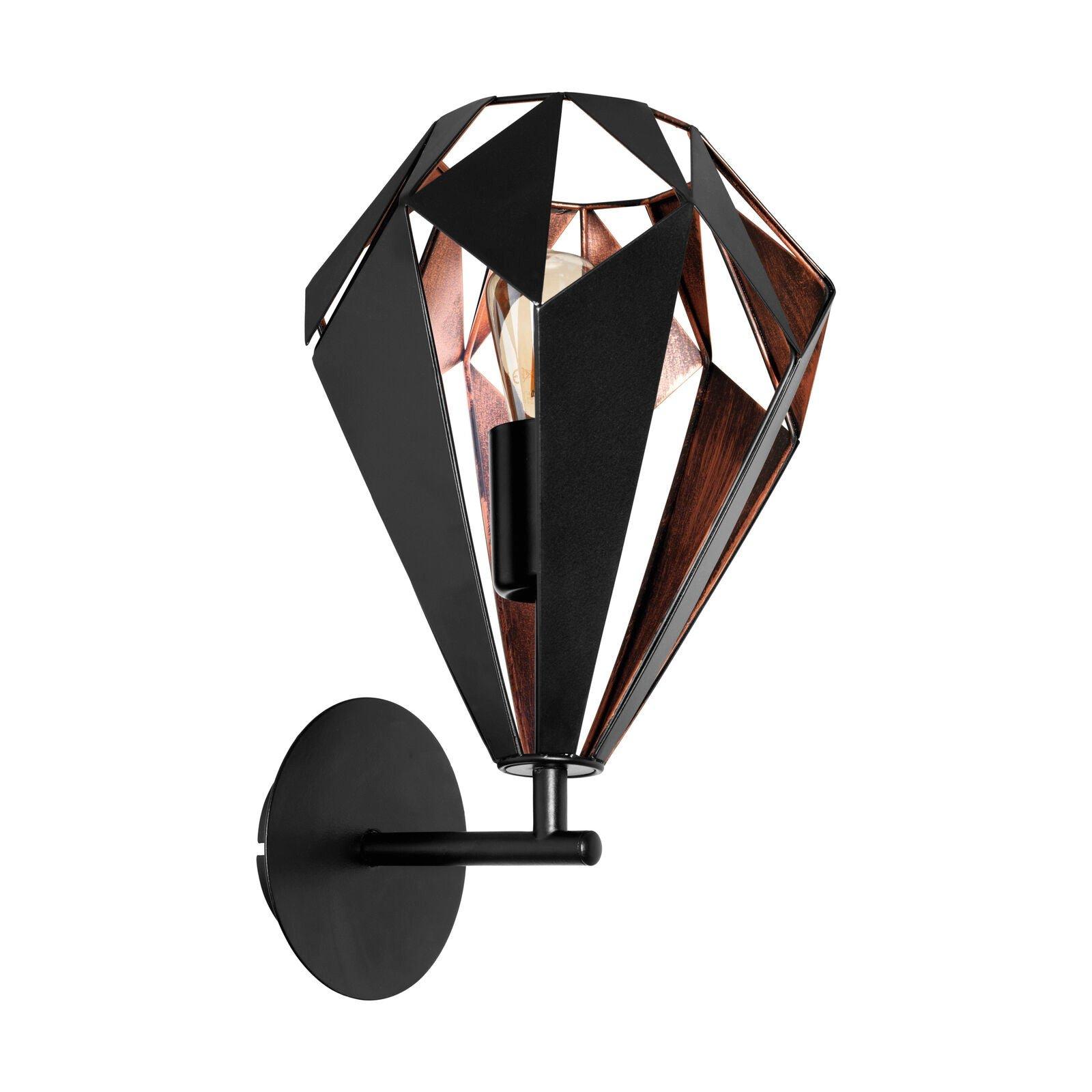 LED Wall Light / Sconce Black & Antique Copper Shade 1 x 60W E27 Bulb