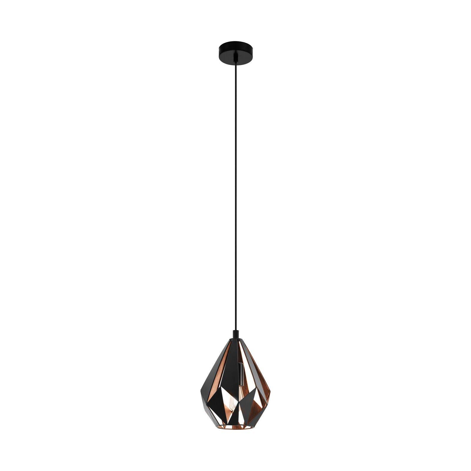 Hanging Ceiling Pendant Light Black / Copper Geometric 1x 60W E27 Feature Lamp