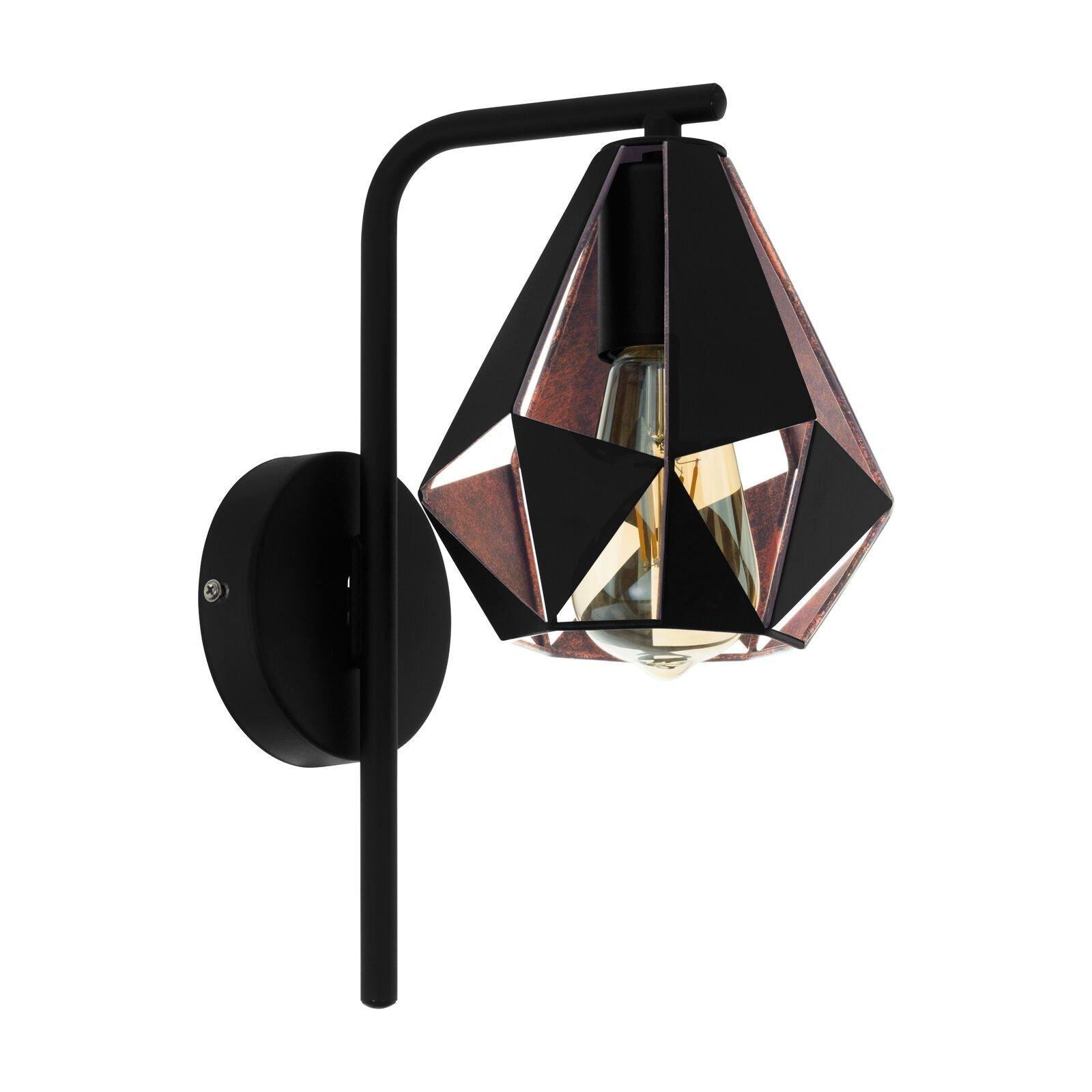 LED Wall Light / Sconce Geometric Black & Antique Copper 1 x 60W E27 Bulb