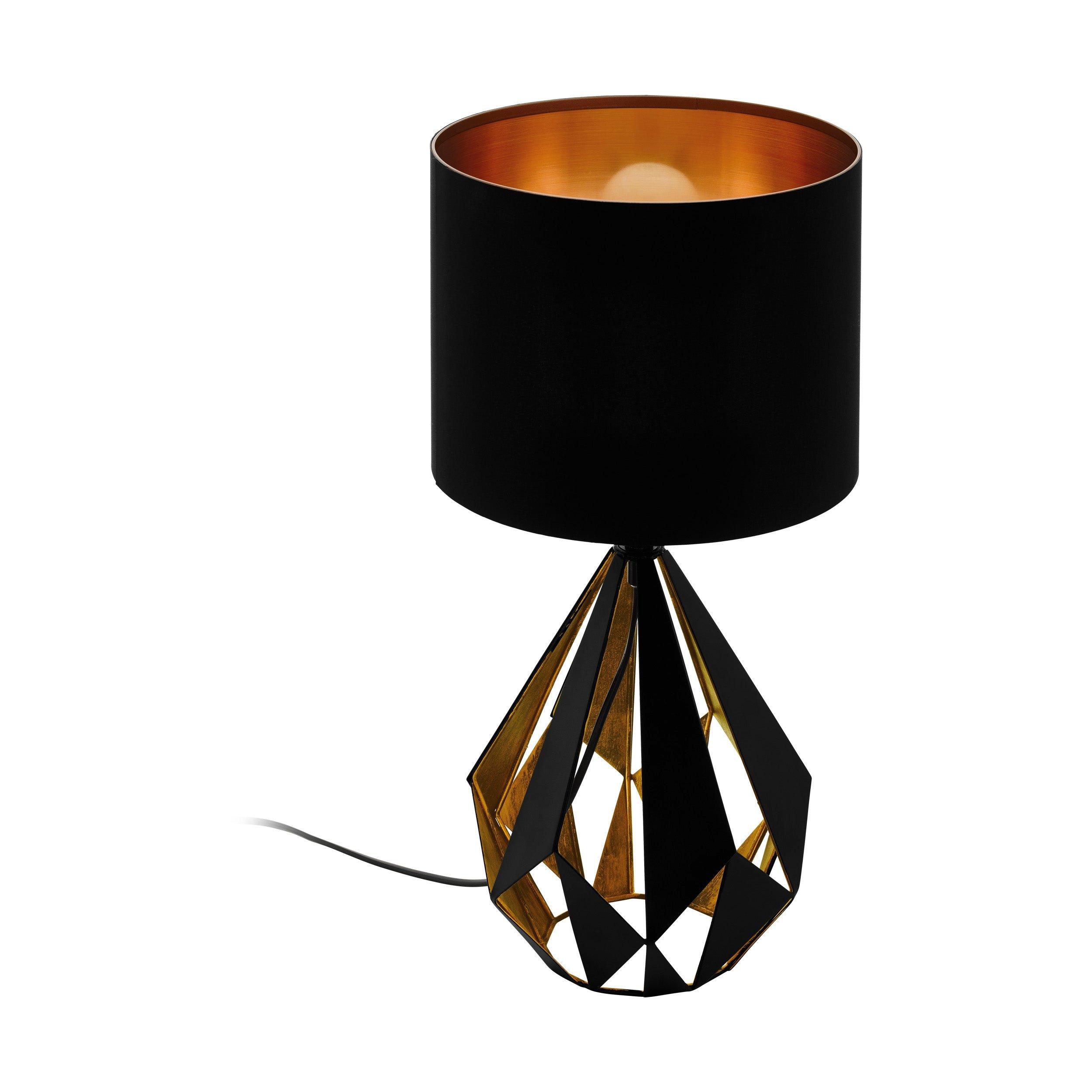 Table Lamp Desk Light Black Shade & Copper Geometric 1 x 60W E27 Bulb