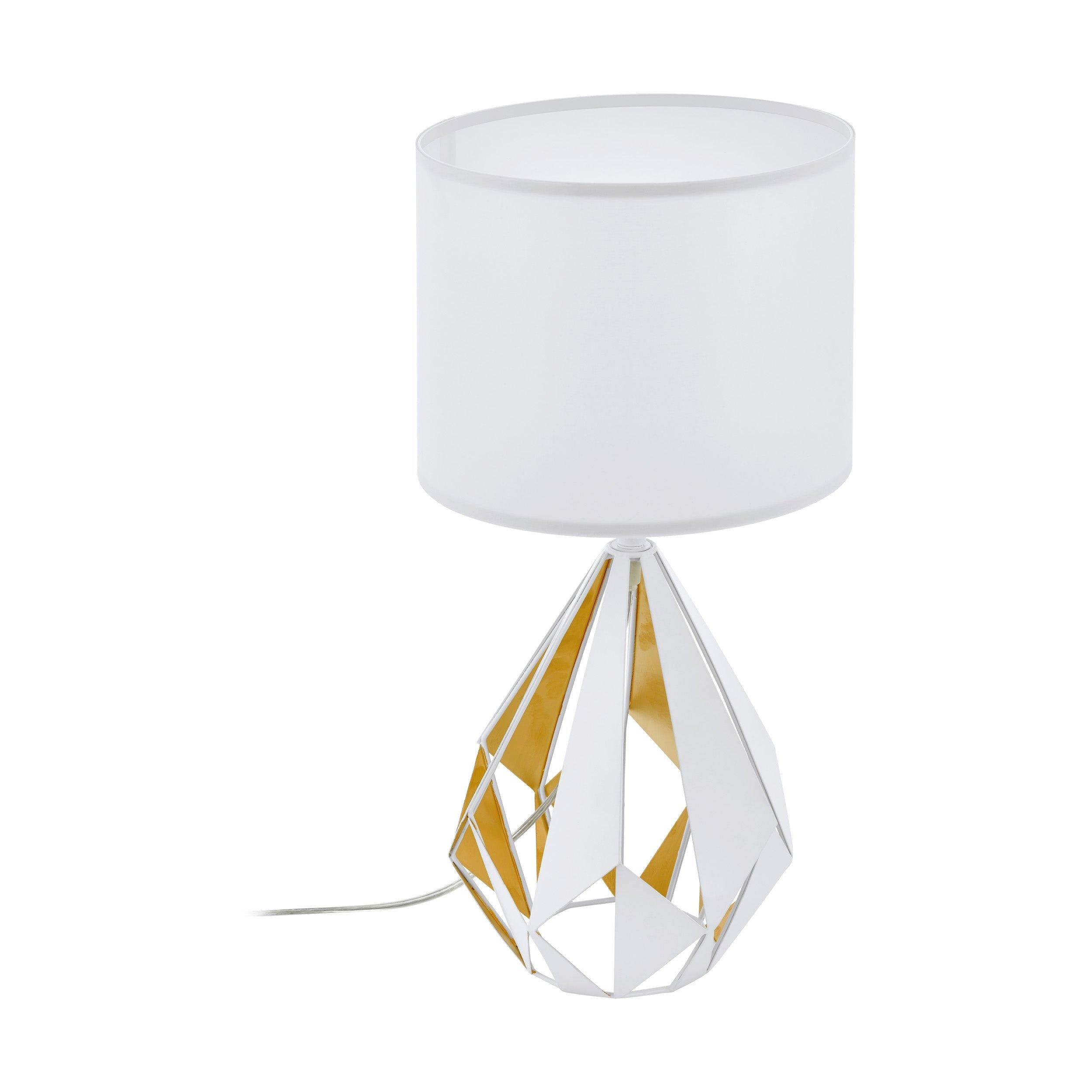 Table Lamp Desk Light White Shade & Honey Gold Geometric 1 x 60W E27 Bulb