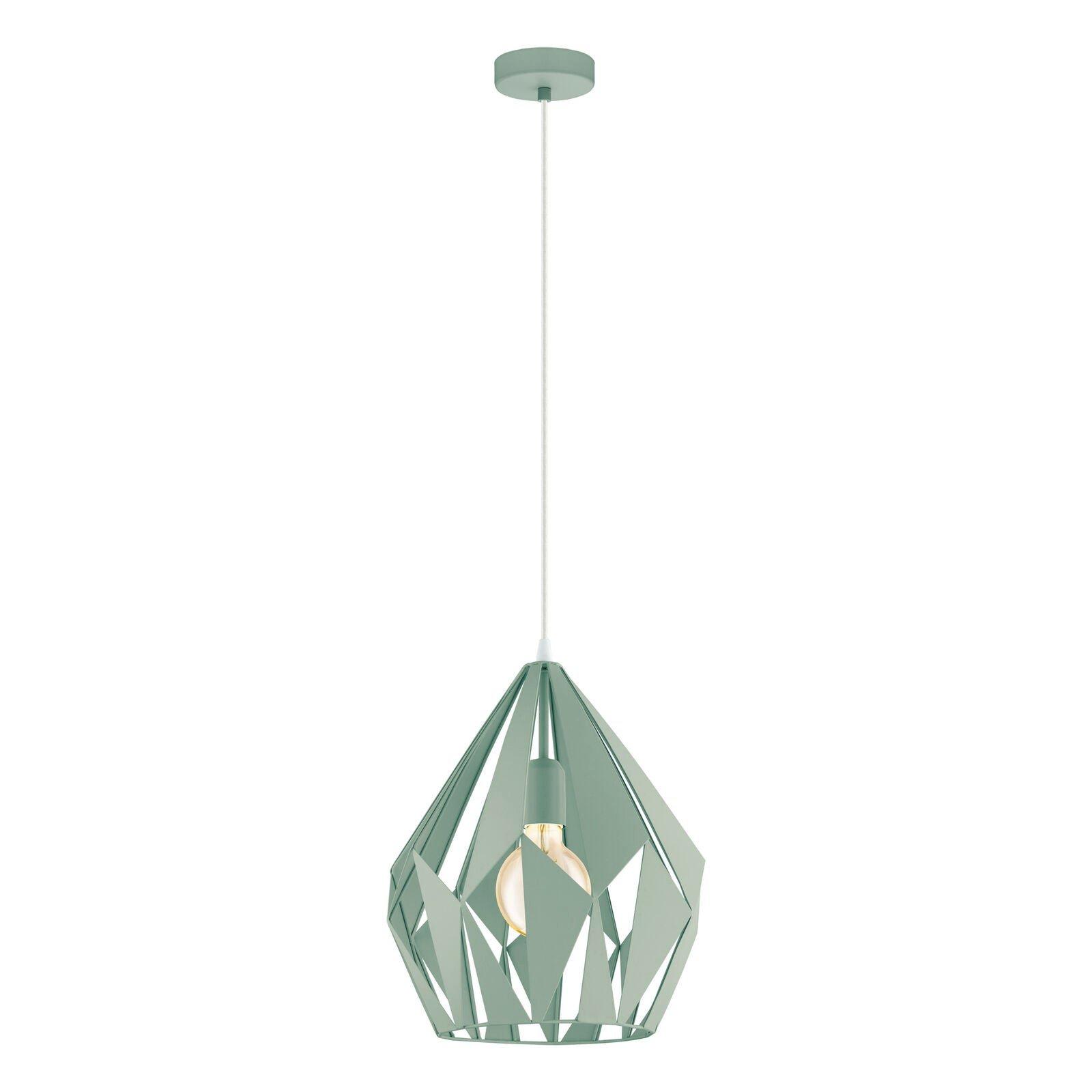 Hanging Ceiling Pendant Light Pastel Green Geometric 1x 60W E27 Feature Lamp