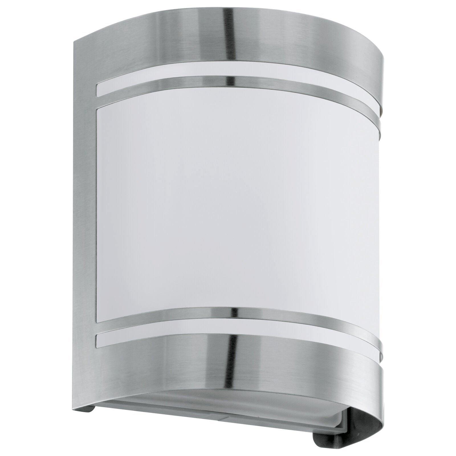 IP44 Outdoor Wall Light Stainless Steel & Diffuser 1 x 40W E27 Bulb Porch Lamp