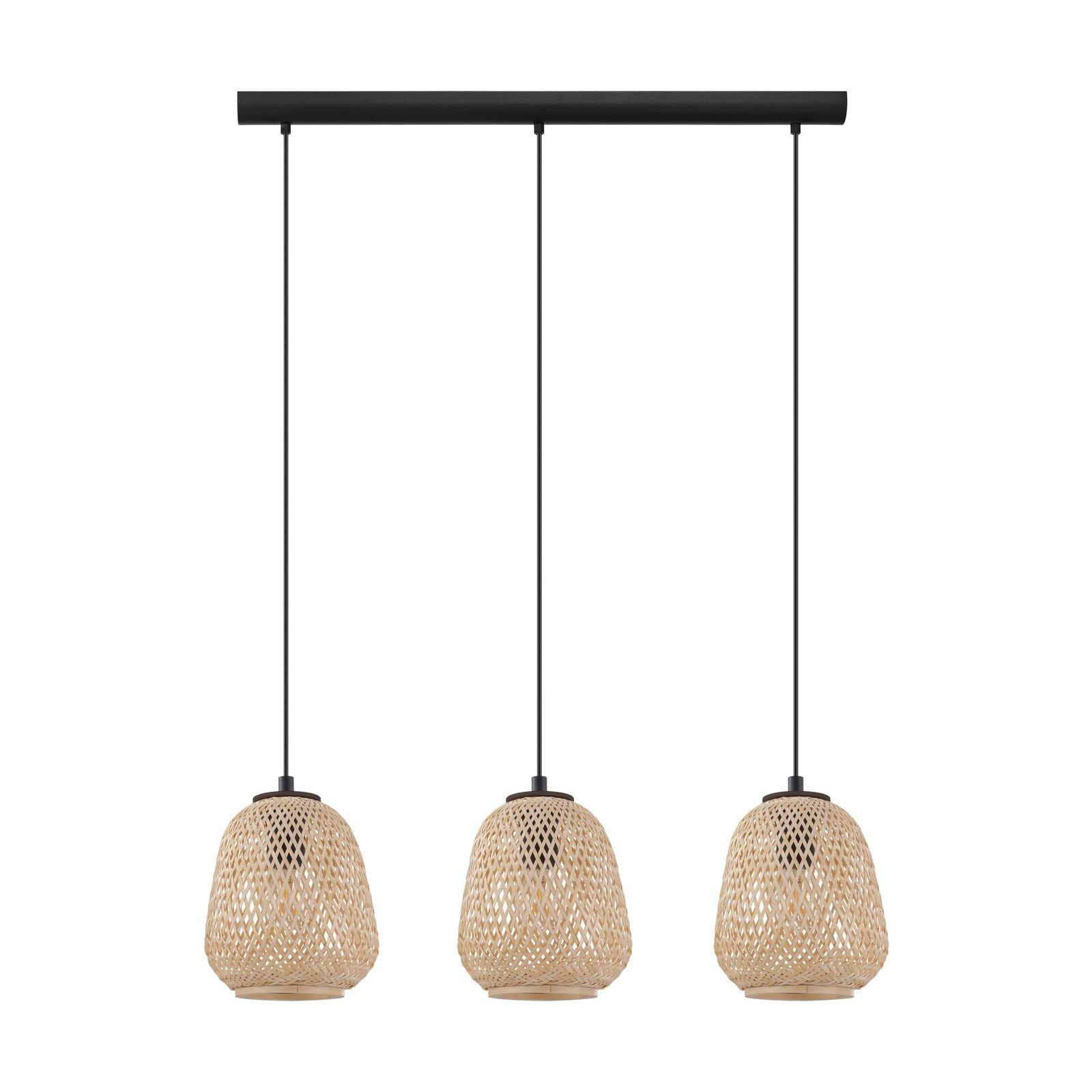 Hanging Ceiling Pendant Light Round Wicker Shade 3 x 40W E27 Kitchen Island