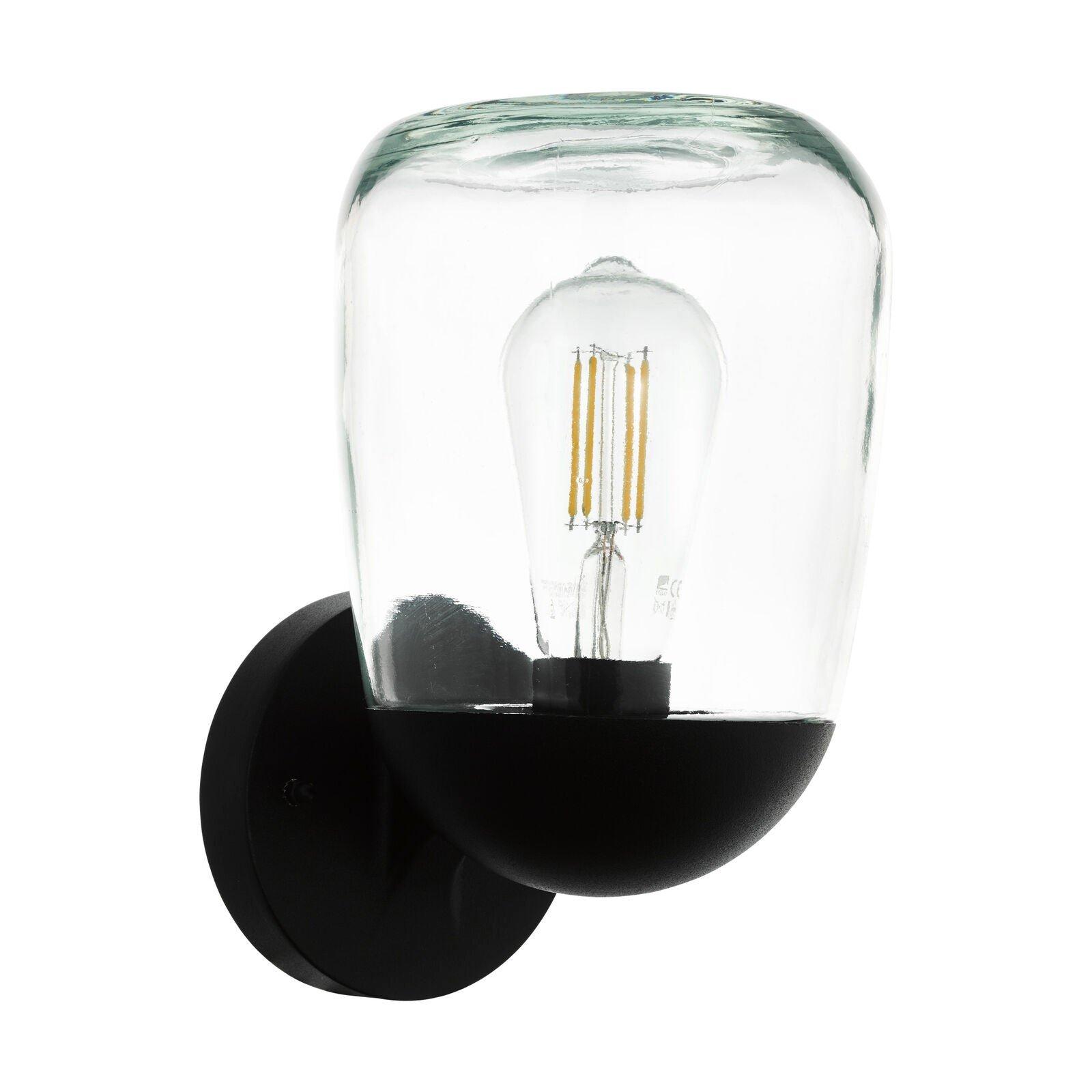 IP44 Outdoor Wall Light Black Aluminium & Plastic 1 x 60W E27 Bulb Lamp