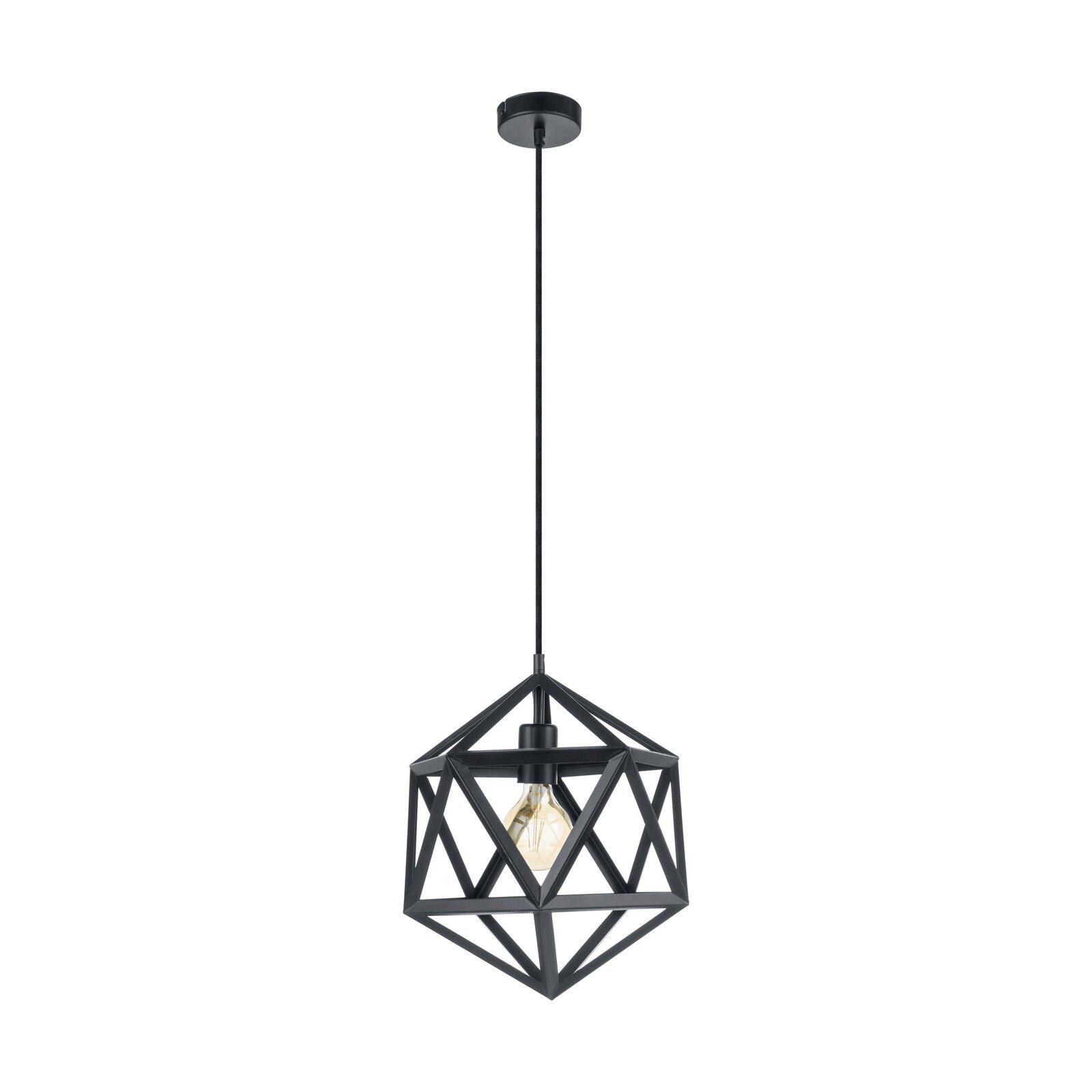 Hanging Ceiling Pendant Light Black Prism 1 x 60W E27 Modern Feature Lamp