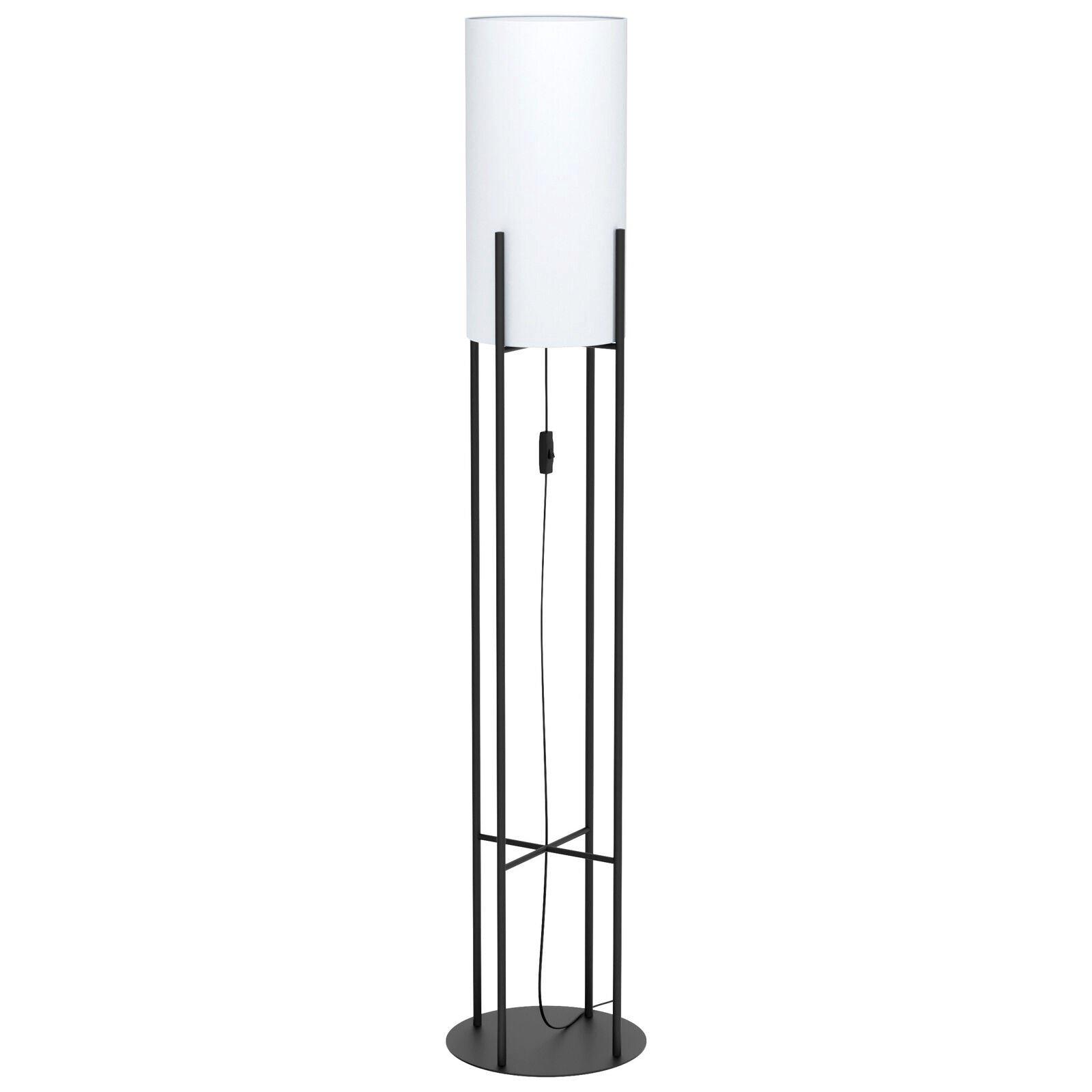 Standing Floor Lamp Light Black & White Fabric 1 x 60W E27 Bulb Living Room