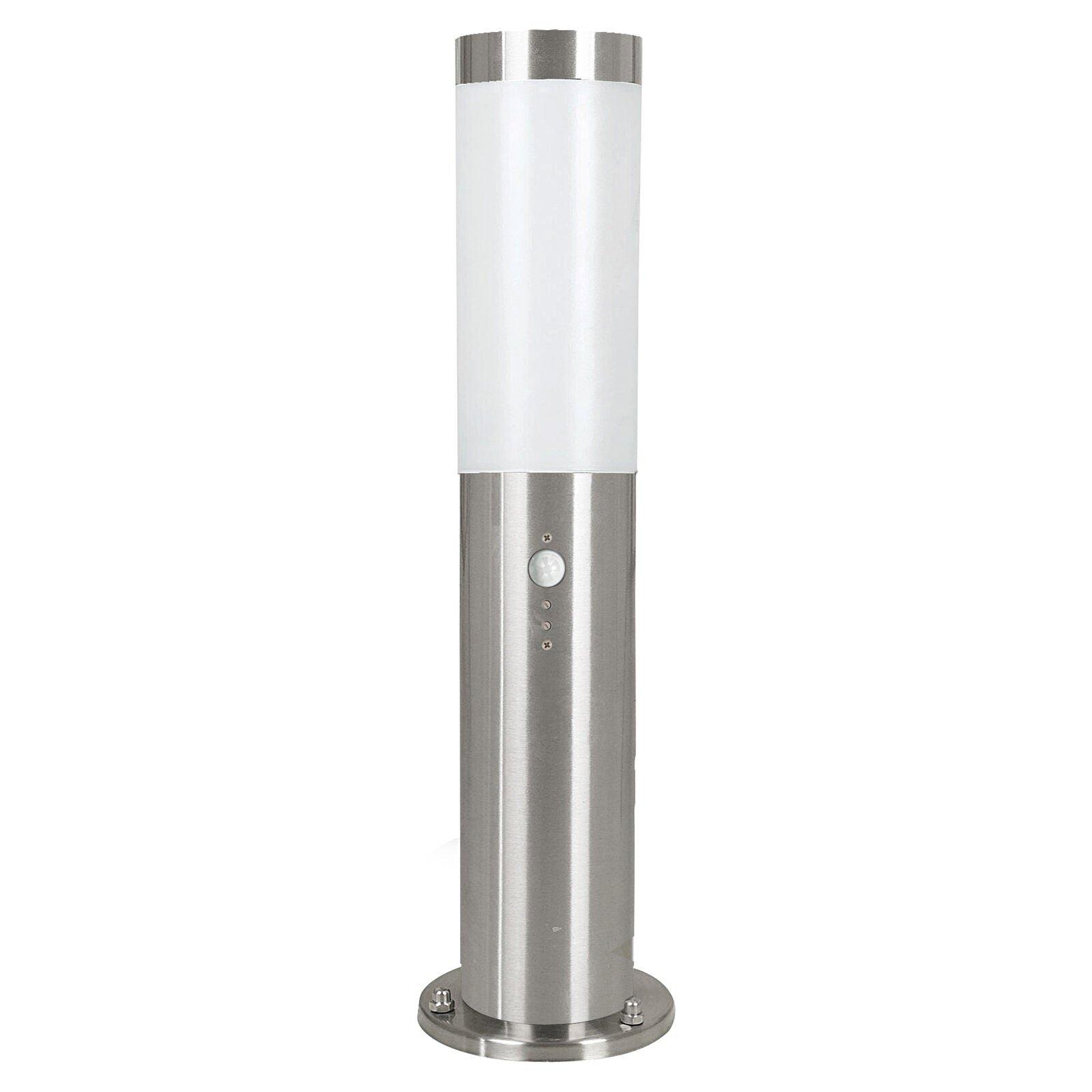 IP44 Outdoor Bollard Light & PIR Sensor Stainless Steel 12W E27 450mm Lamp Post