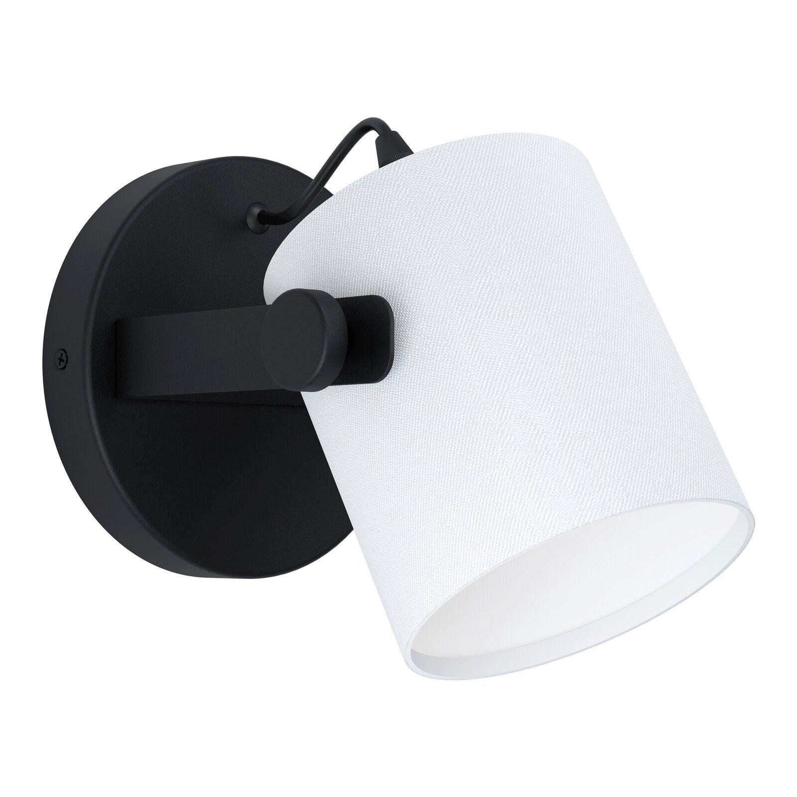 LED Wall Light / Sconce Black Steel & White Fabric Shade 1 x 28W E27 Bulb