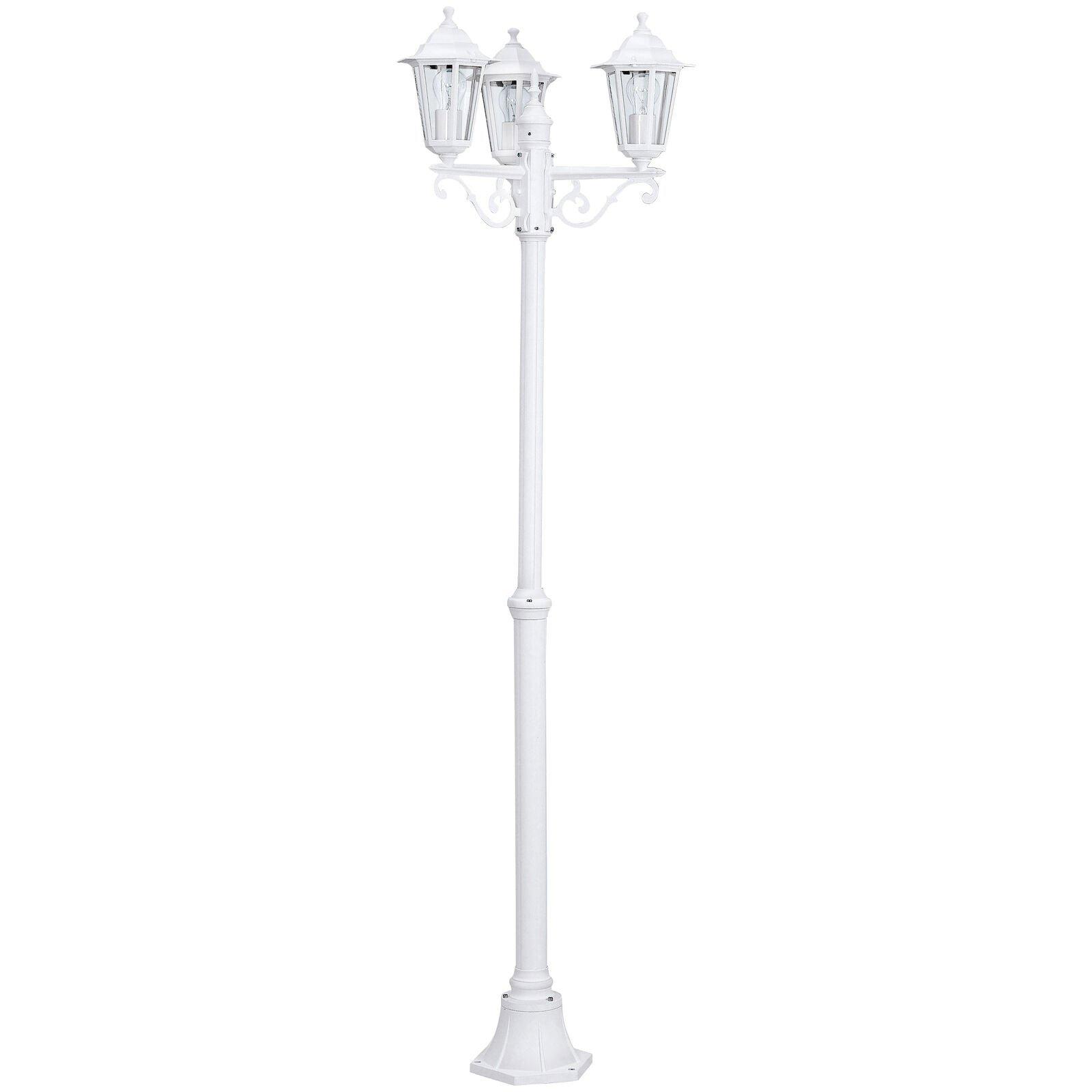 IP44 Outdoor Bollard Light White Aluminium Lantern 3 Arm 60W E27 Bulb Lamp Post