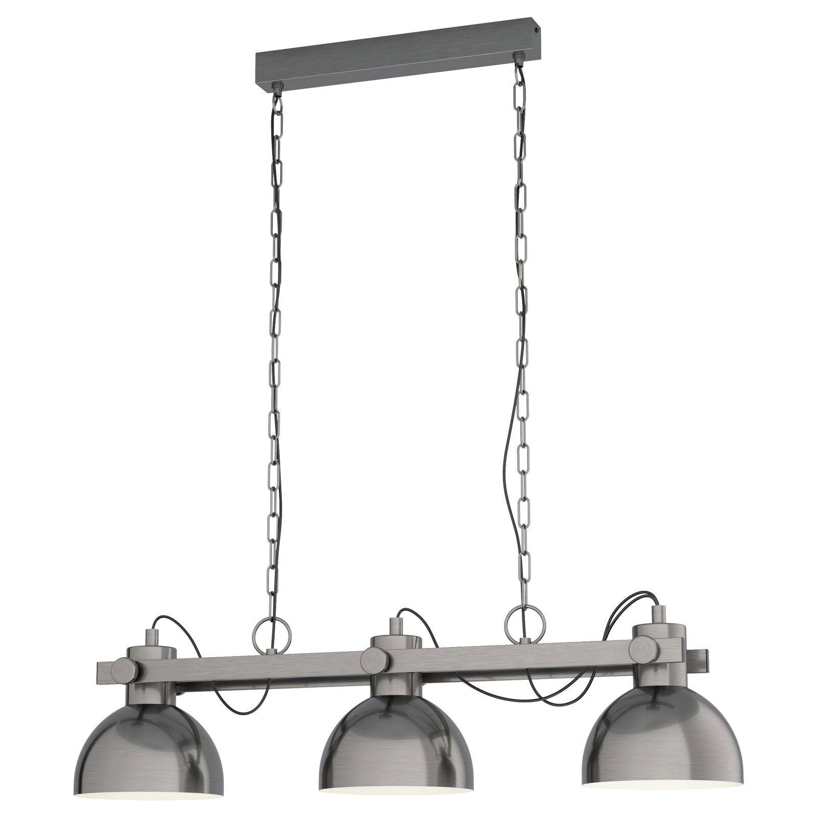 Hanging Ceiling Pendant Light Gloss Nickel Industrial Shade 3 Bulb Kitchen Lamp