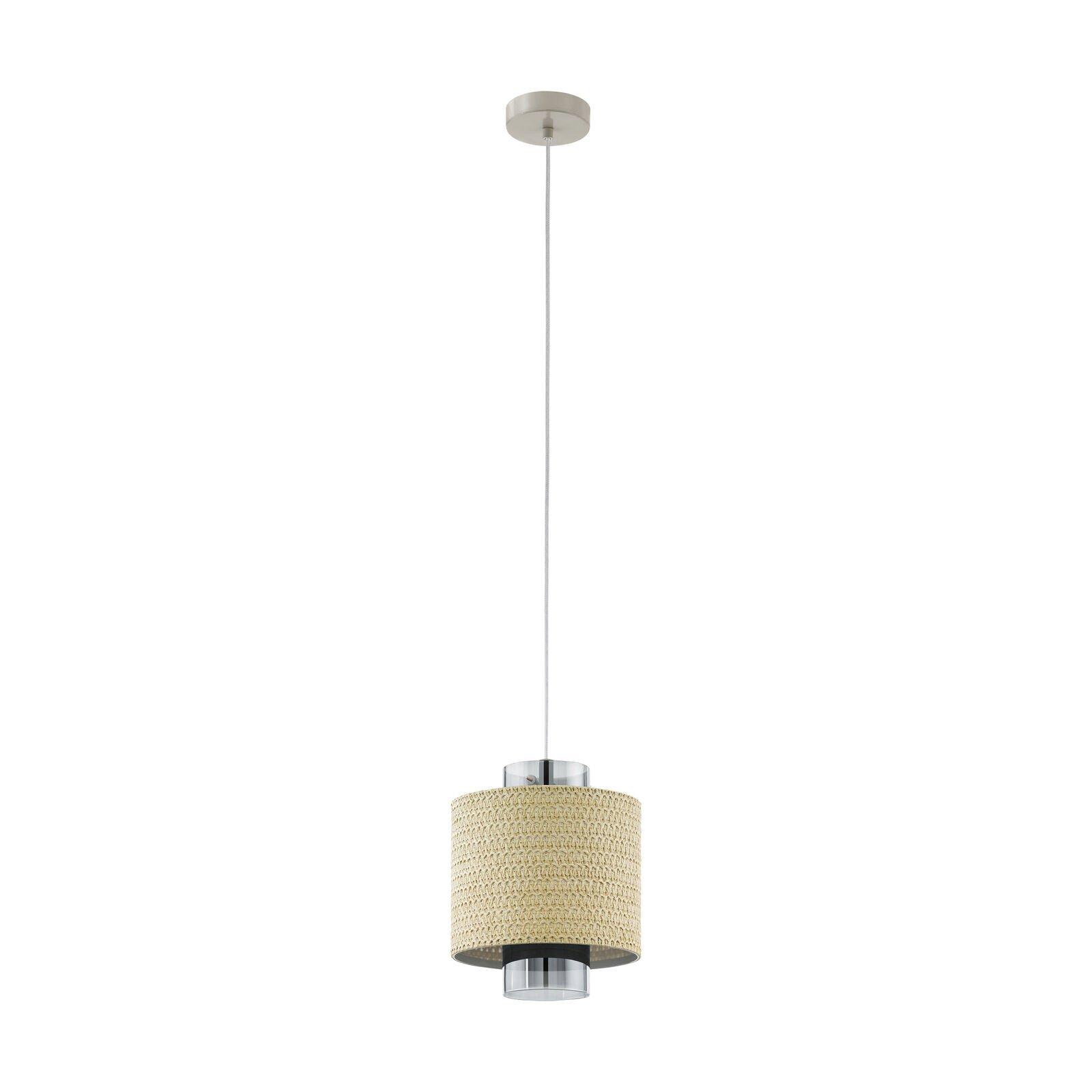 Hanging Ceiling Pendant Light Seagrass Shade & Glass E27 Hallway Feature Lamp