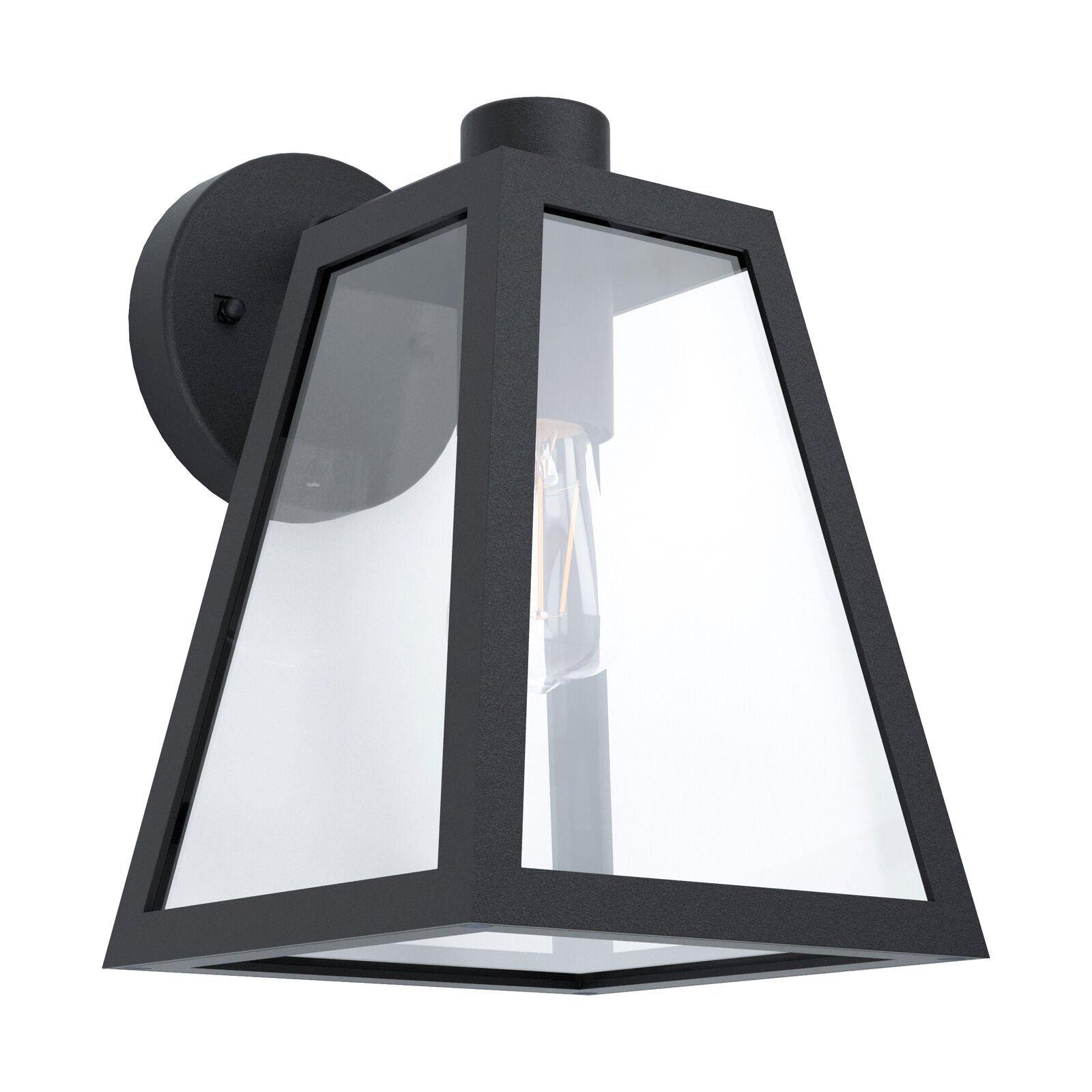 IP44 Outdoor Wall Light Black Trapeze Lantern 1 x 60W E27 Bulb Porch Lamp
