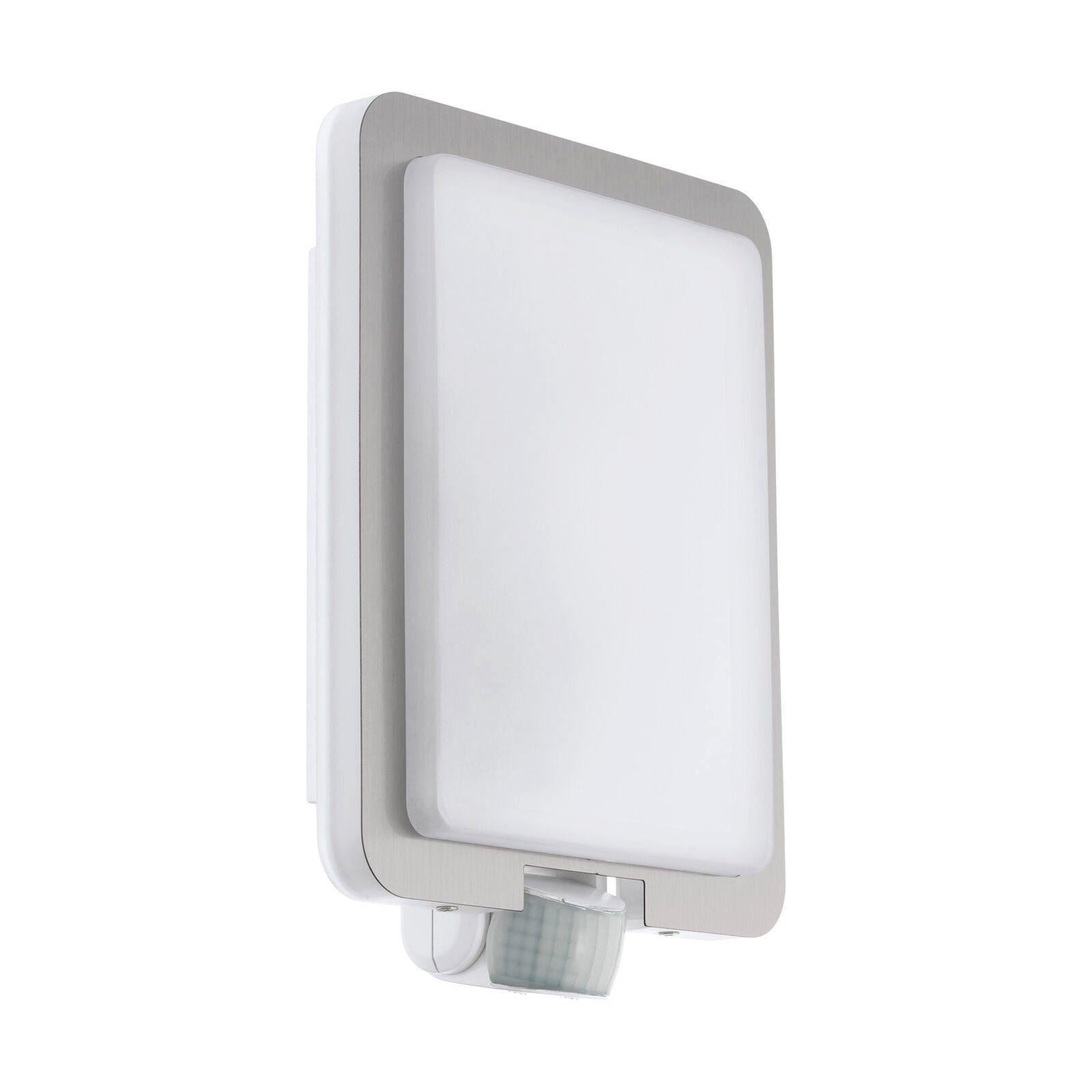 IP44 Outdoor Wall Light & PIR Sensor Stainless Steel Square 1 x 28W E27 Bulb