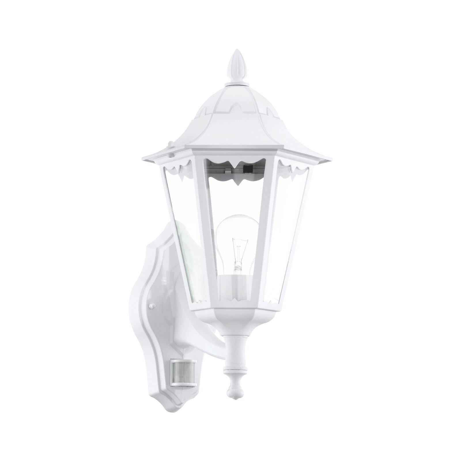 IP44 Outdoor Wall Light & PIR Sensor White Aluminium Lantern 1 x 60W E27 Bulb