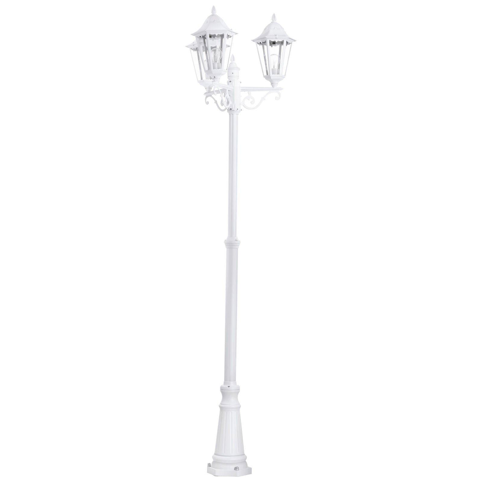 IP44 Outdoor Bollard Light White Aluminium Lantern 3 Arm 60W E27 Tall Lamp Post