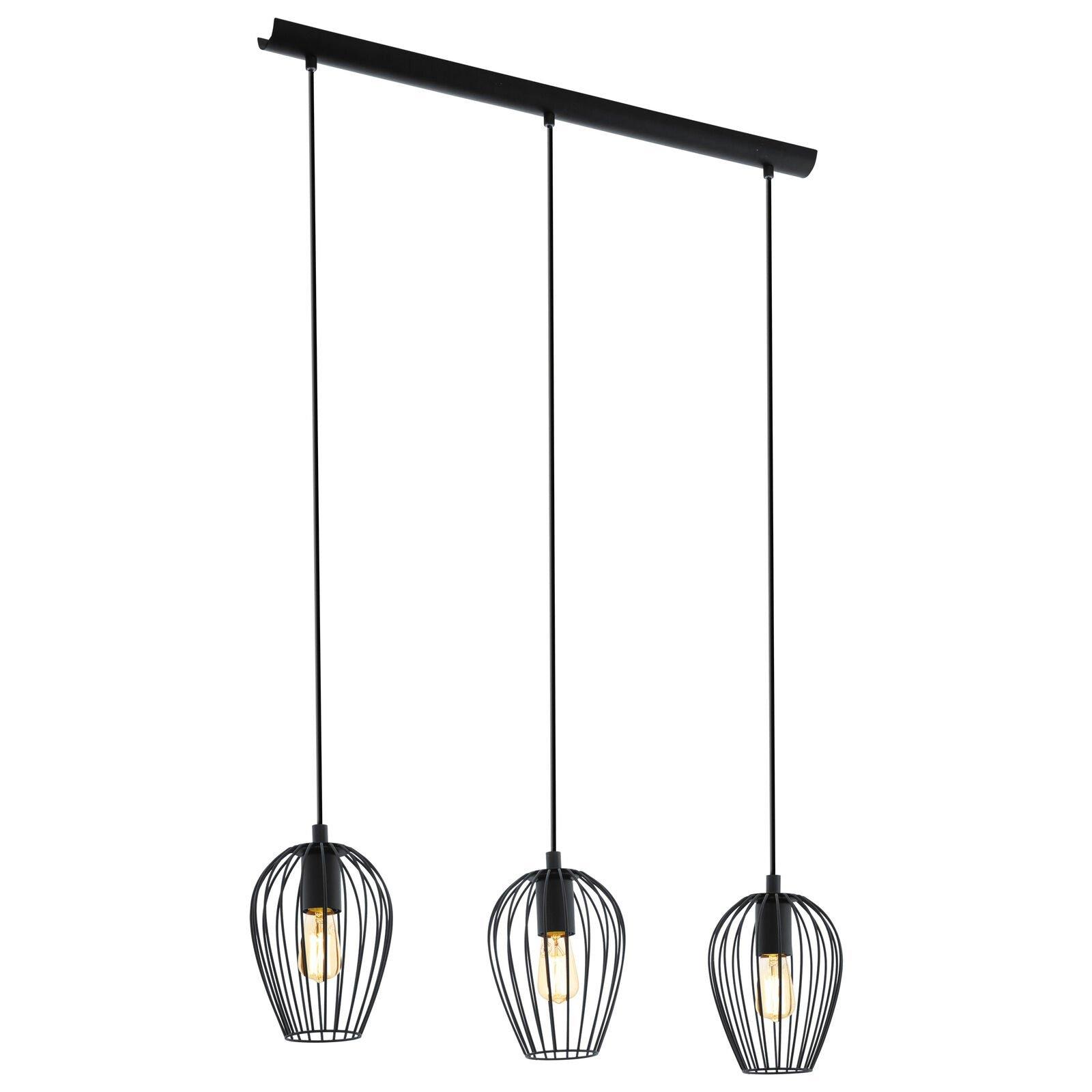 Hanging Ceiling Pendant Light Black Wire Cage 3x 60W E27 Kitchen Island Dining