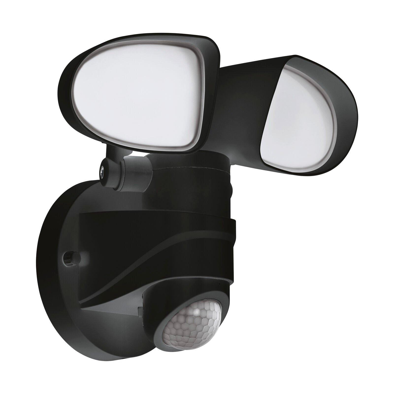 IP44 Outdoor Wall Light & PIR Sensor Black Plastic 6W Built in LED Lamp