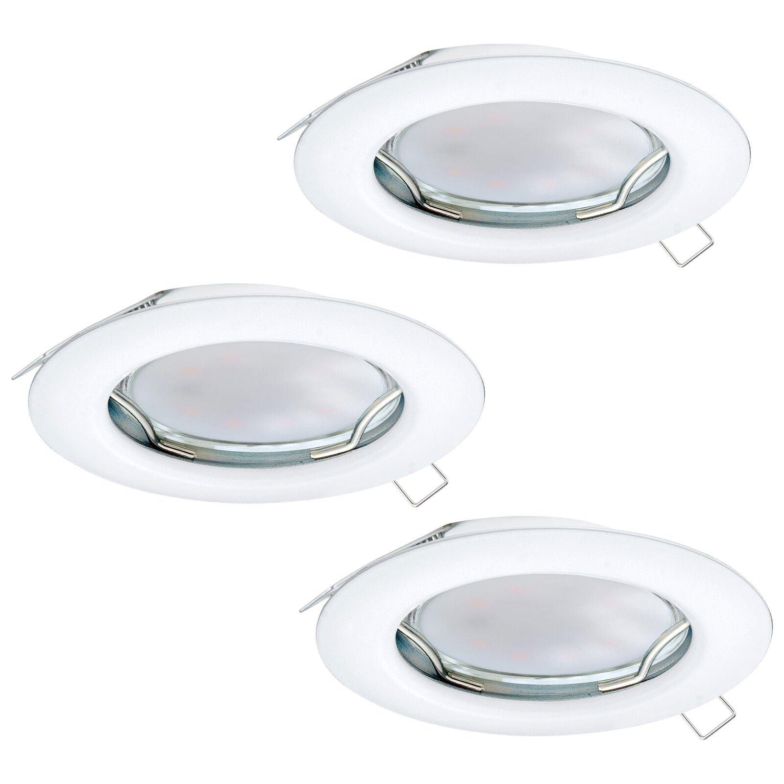 3 PACK Flush / Recessed Ceiling Downlight White Steel 3 x 3W GU10 Bulb