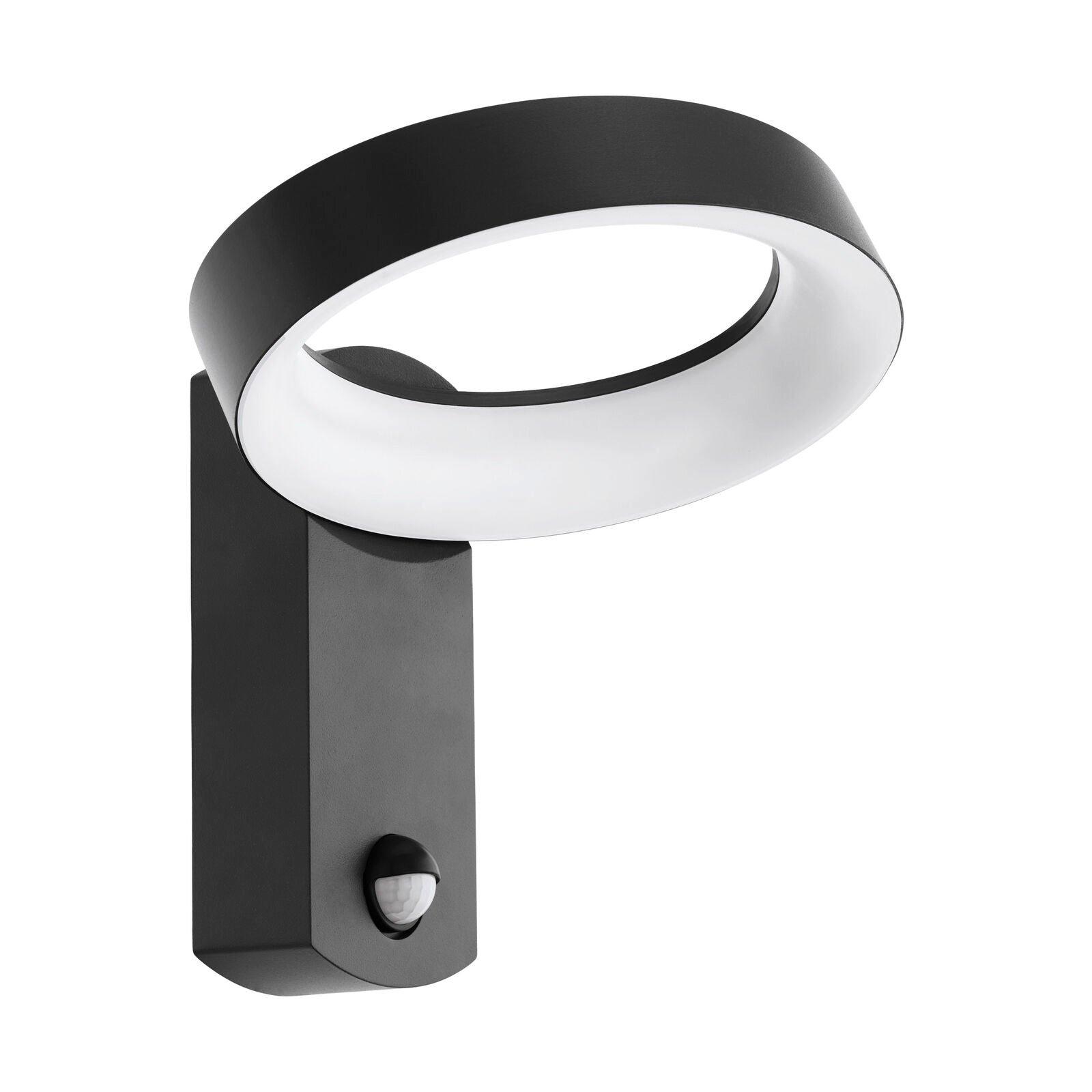 IP44 Outdoor Wall Light & PIR Sensor Anthracite Ring Lamp 11W Built in LED