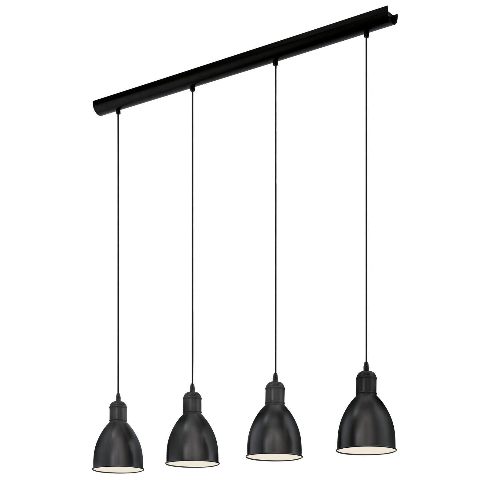 Hanging Ceiling Pendant Light Black & White Steel 4 x 40W E27 Bulb