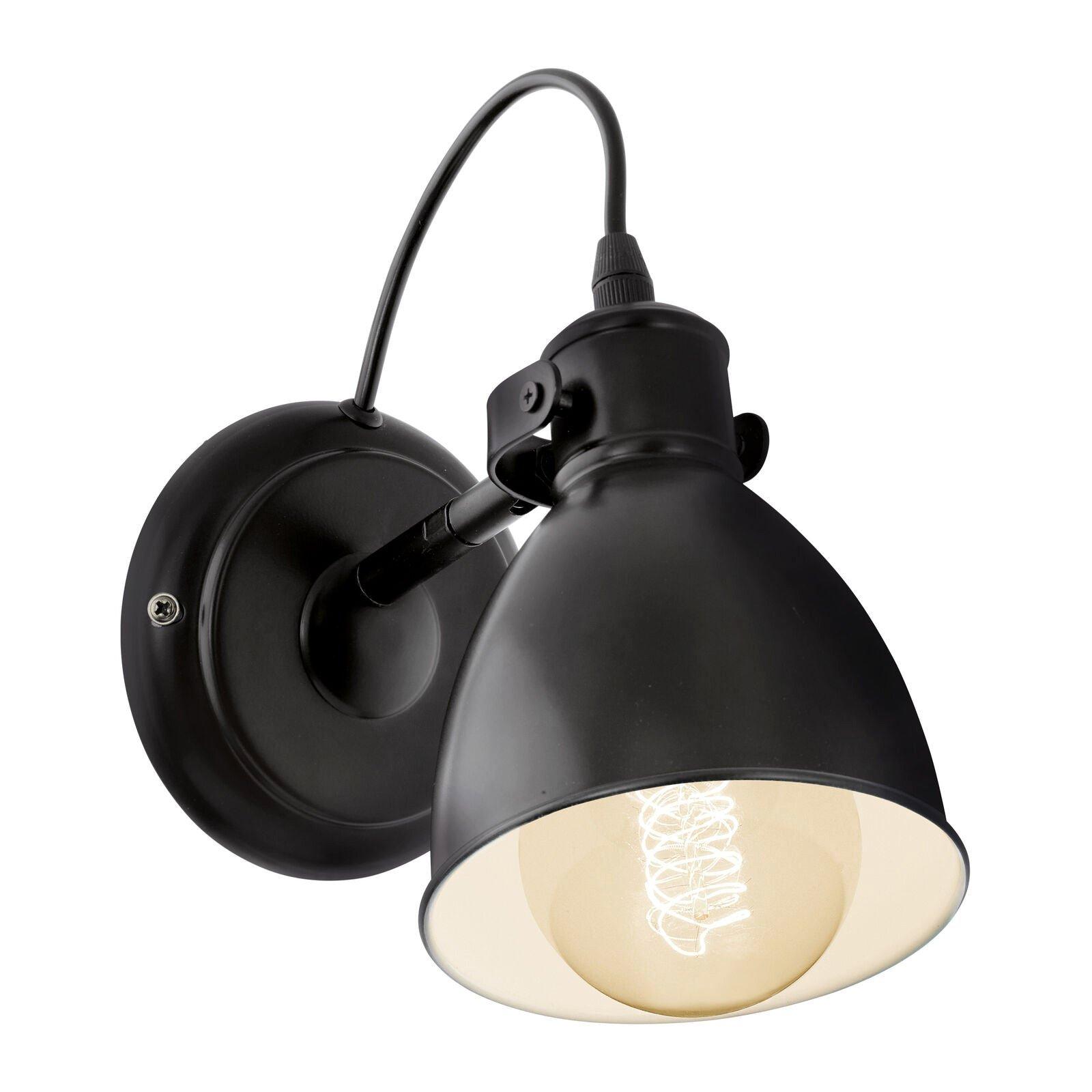 Adjustable Wall Light / Sconce Black & White Bowl Shade 1 x 40W E27 Bulb