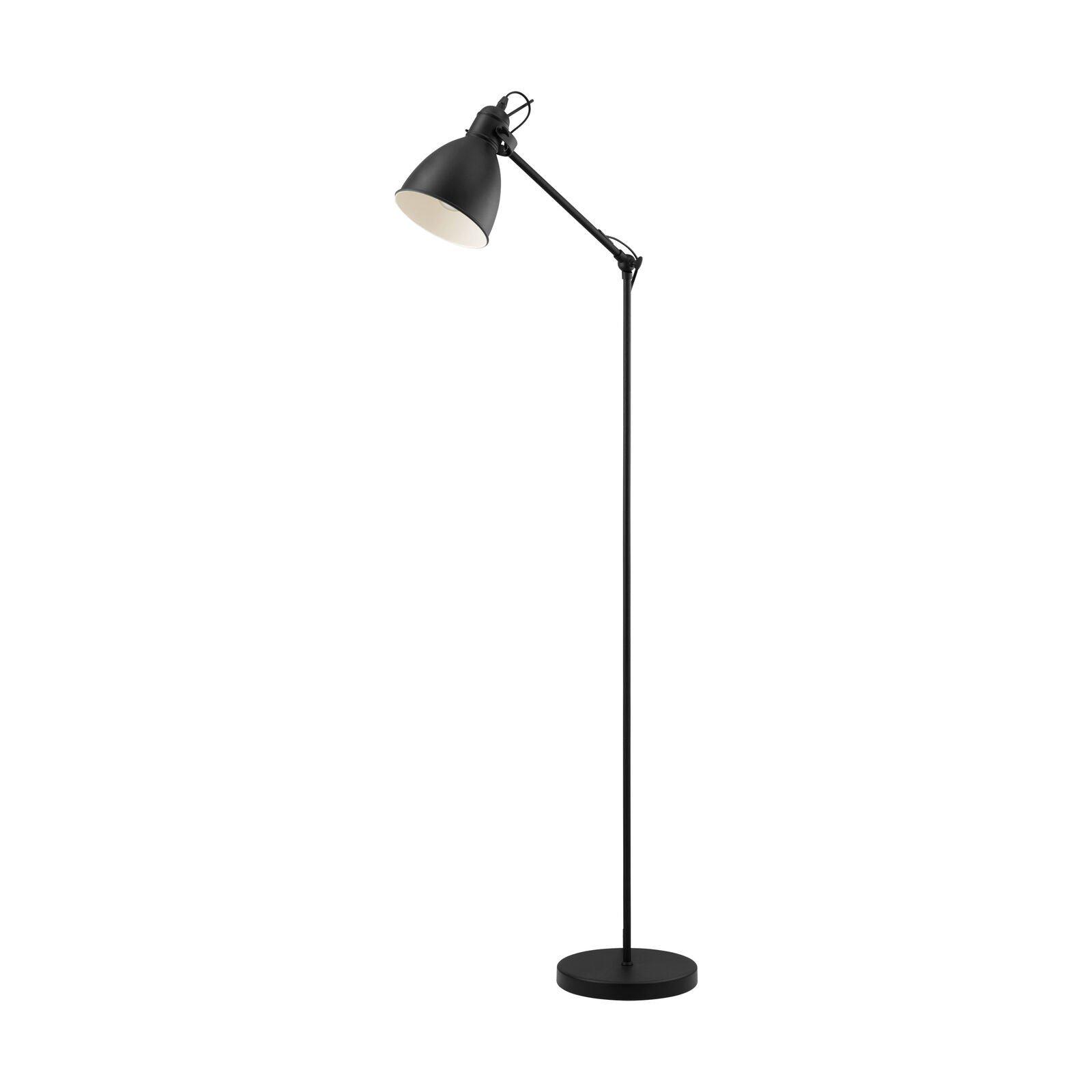 Adjustable Arm Floor Lamp Light Black & White Shade 1 x 40W E27 Bulb