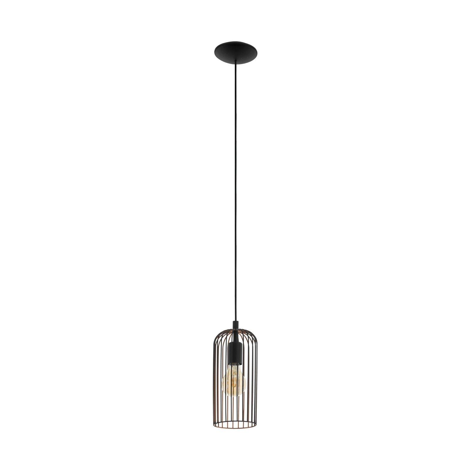 Hanging Ceiling Pendant Light Black & Copper Cage Shade 1 x 60W E27 Bulb