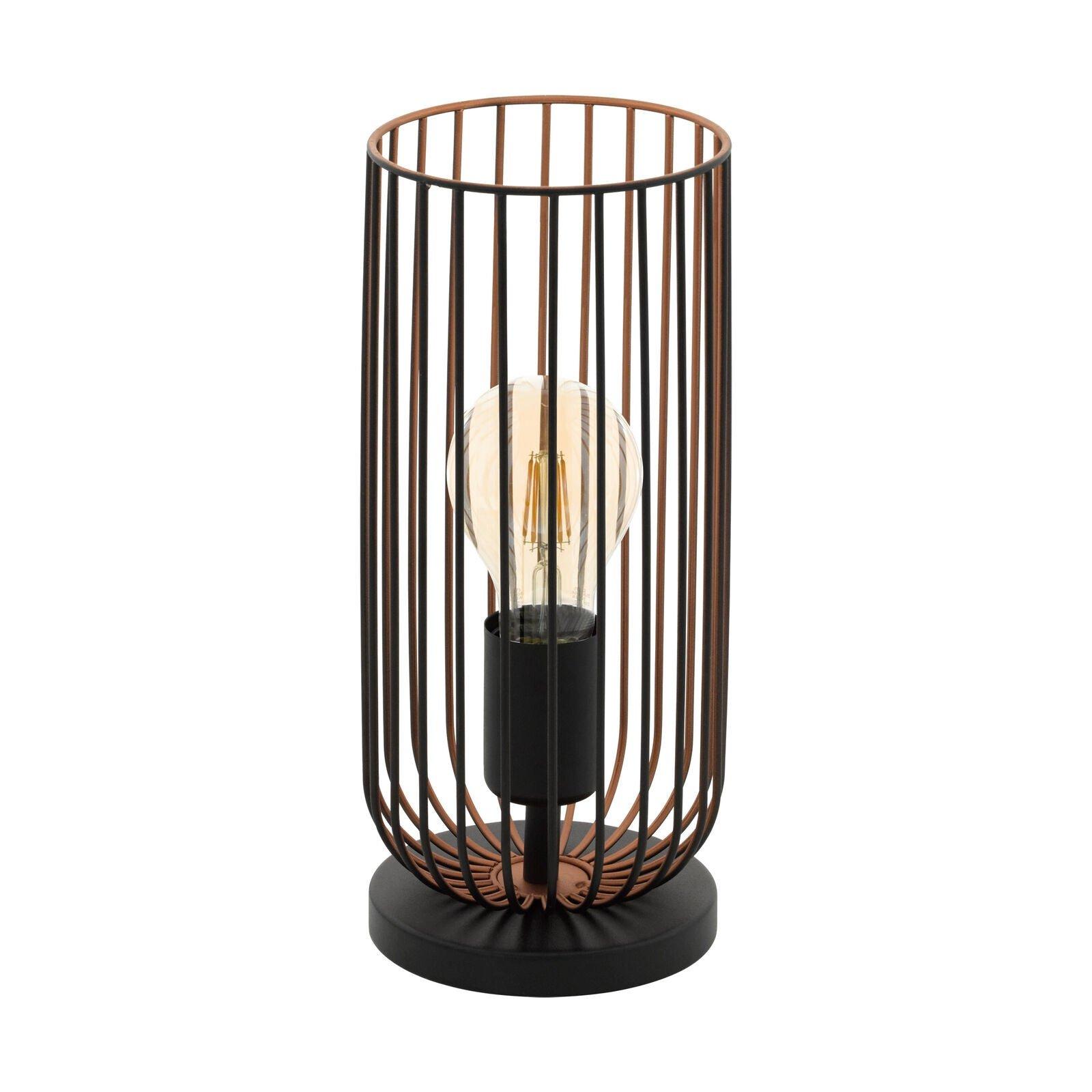 Small Table Lamp Desk Light Black & Copper Cage Shade 1 x 60W E27 Bulb