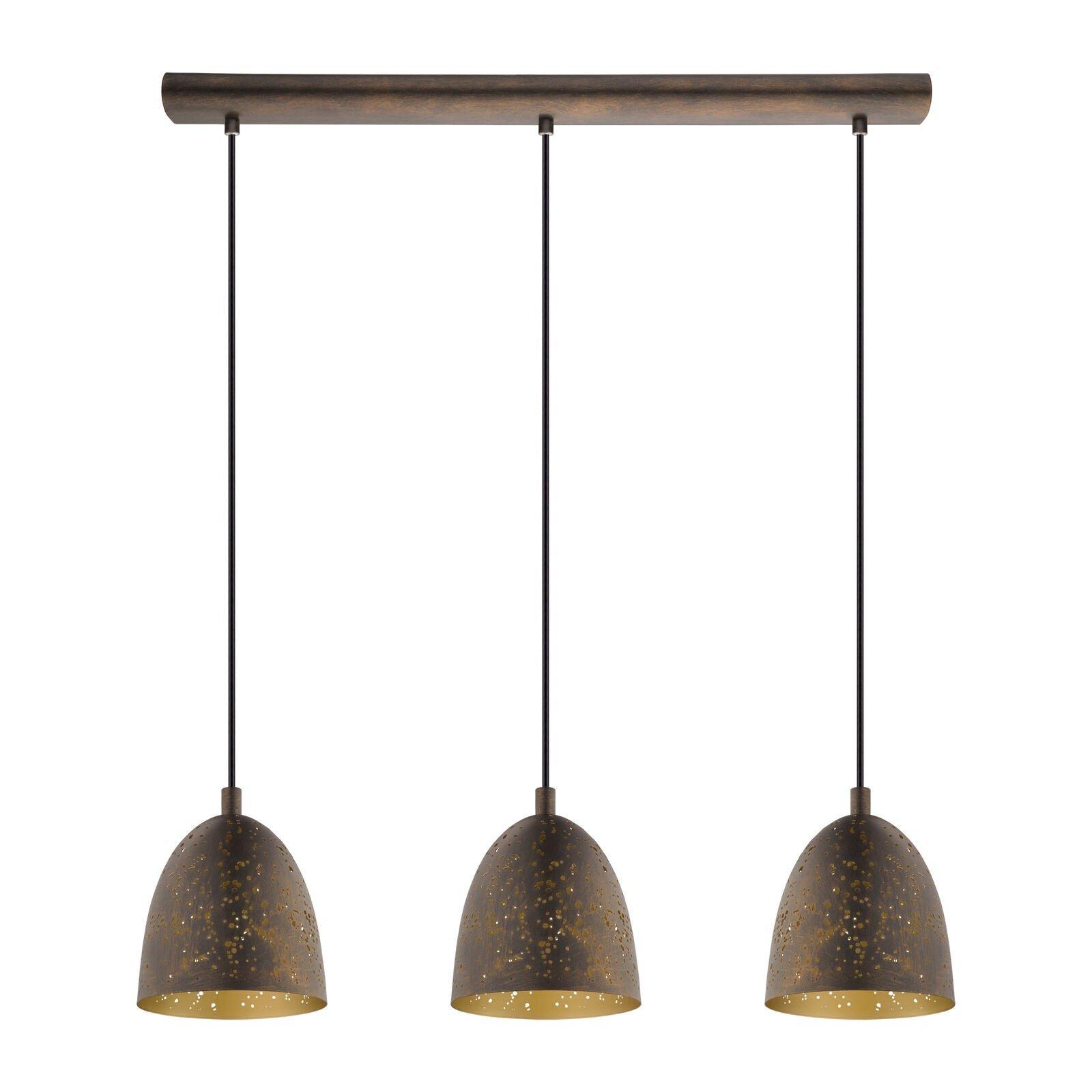 Hanging Ceiling Pendant Light Brown & Gold Pattern 3x 60W E27 Kitchen Island