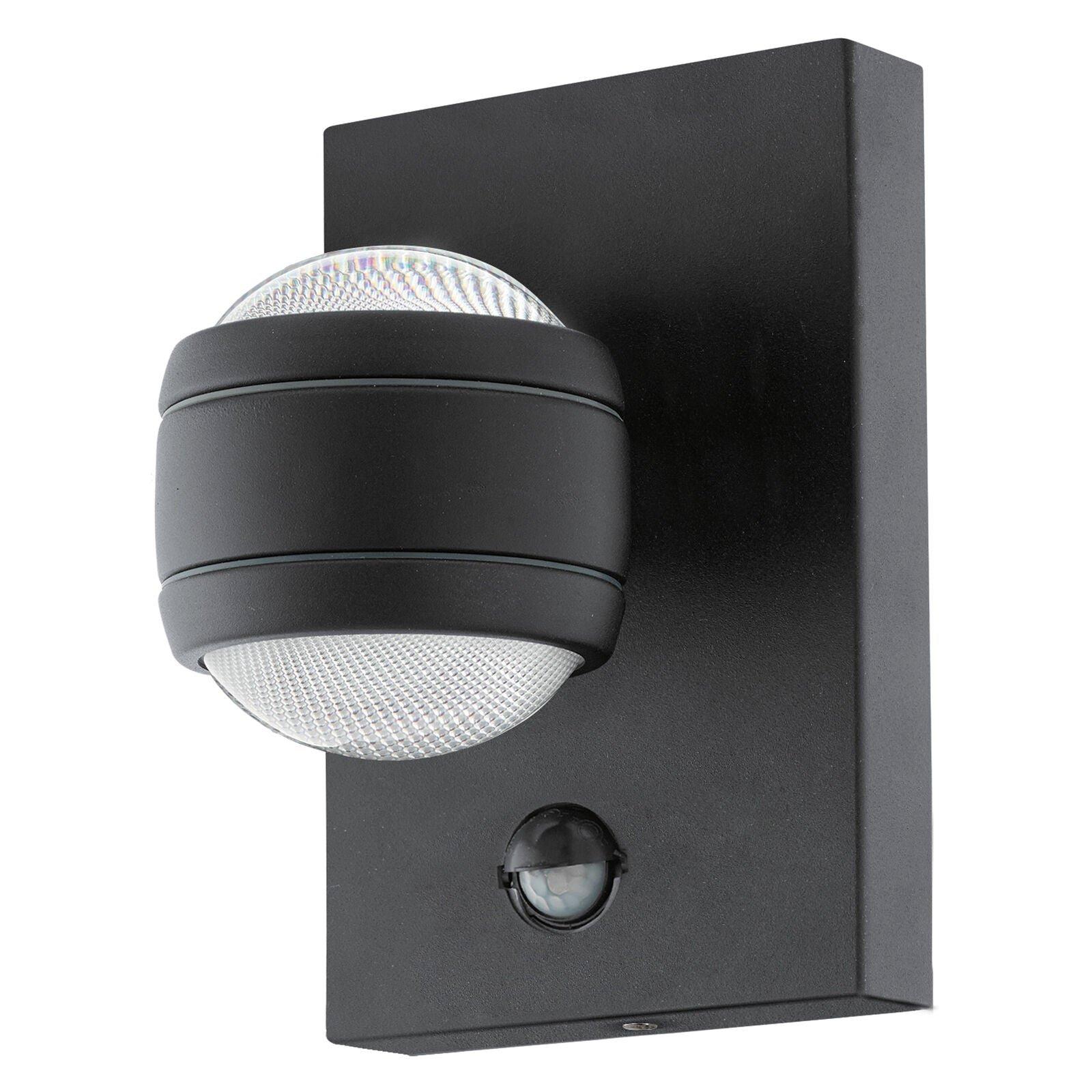 IP44 Outdoor Wall Light & PIR Sensor Black Zinc Steel 3.7W Built in LED