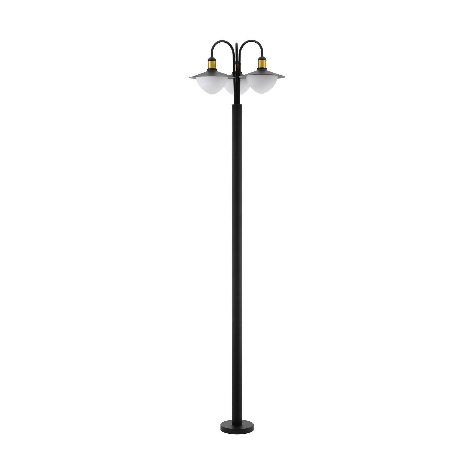 IP44 Outdoor Bollard Light Black & Gold Curved Lamp Post 3 x 60W E27 Bulb