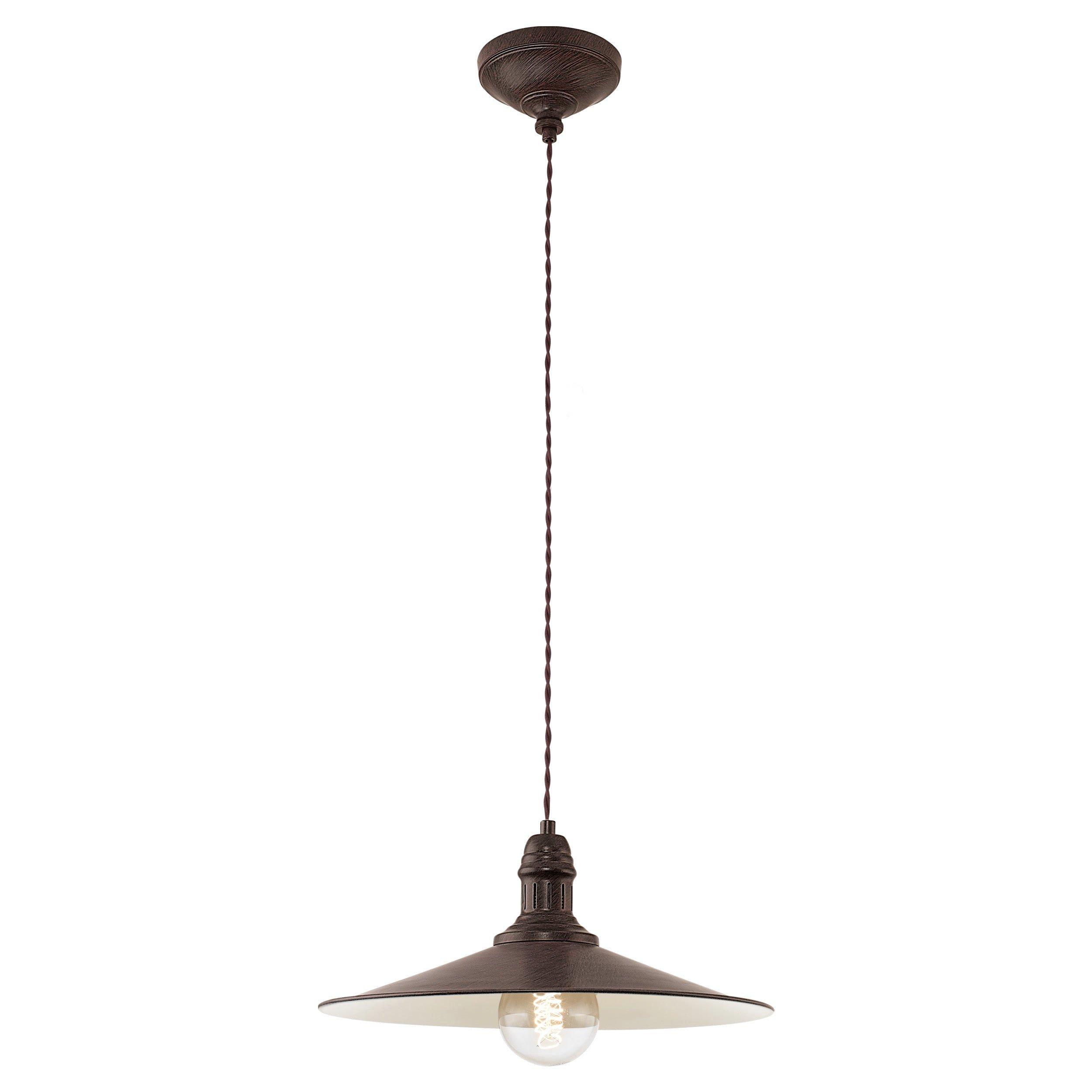 Hanging Ceiling Pendant Light Antique Brown & Beige Steel 1x 60W E27 Bulb