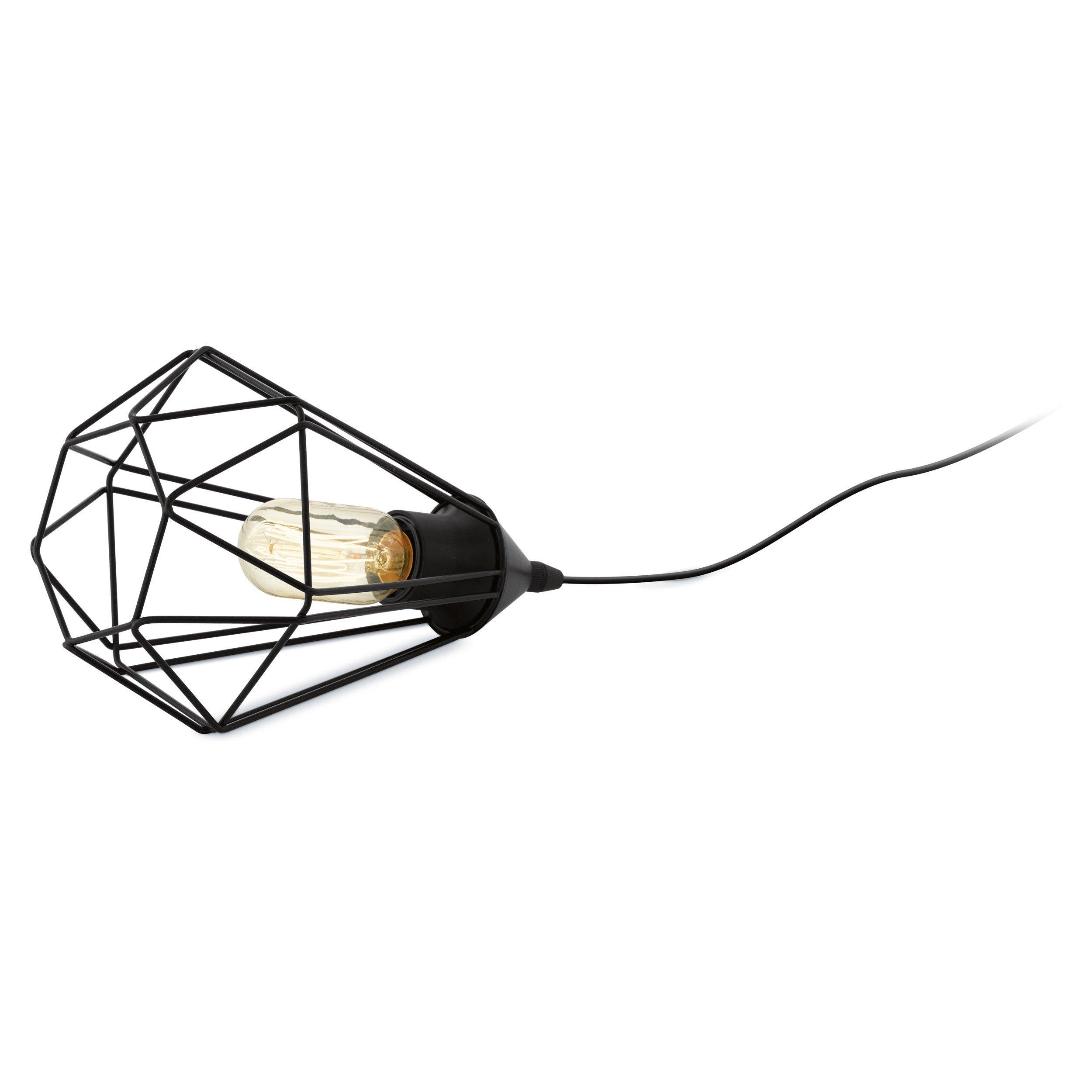 Mini Table Lamp Desk Light Black Steel Geometric Wire Shade 1 x 60W E27 Bulb