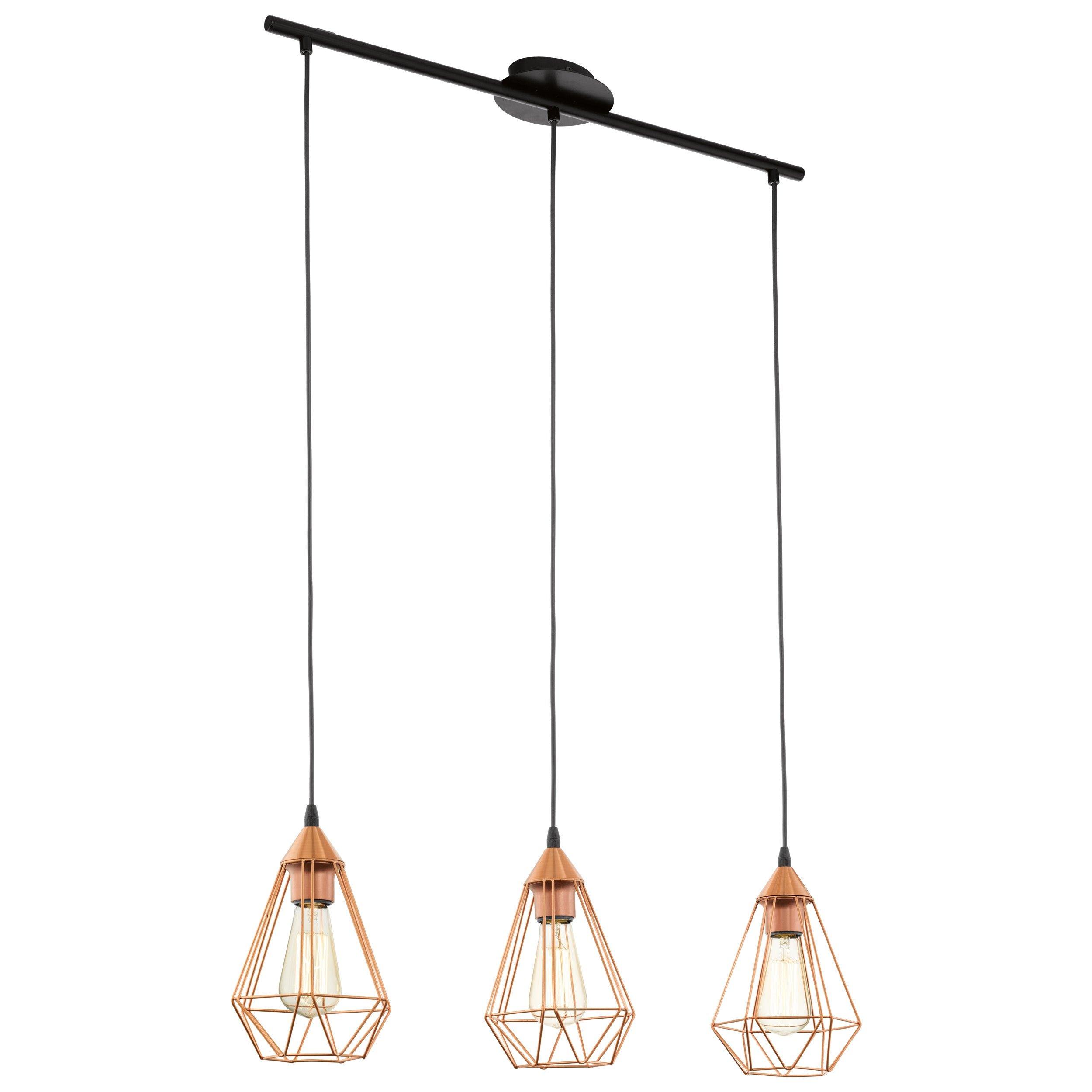 Hanging Ceiling Pendant Light Copper Wire Cage 3x E27 Kitchen Island Feature