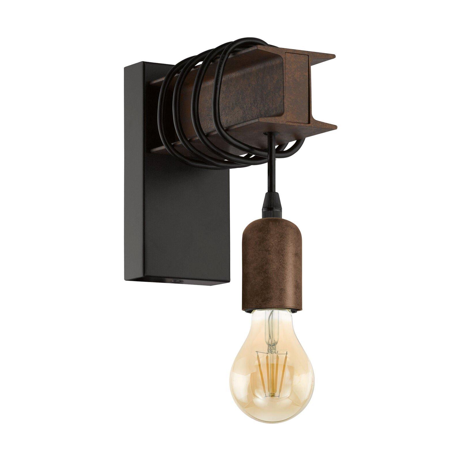 LED Wall Light / Sconce Industrial Rust Effect Hangman 1 x 60W E27 Bulb