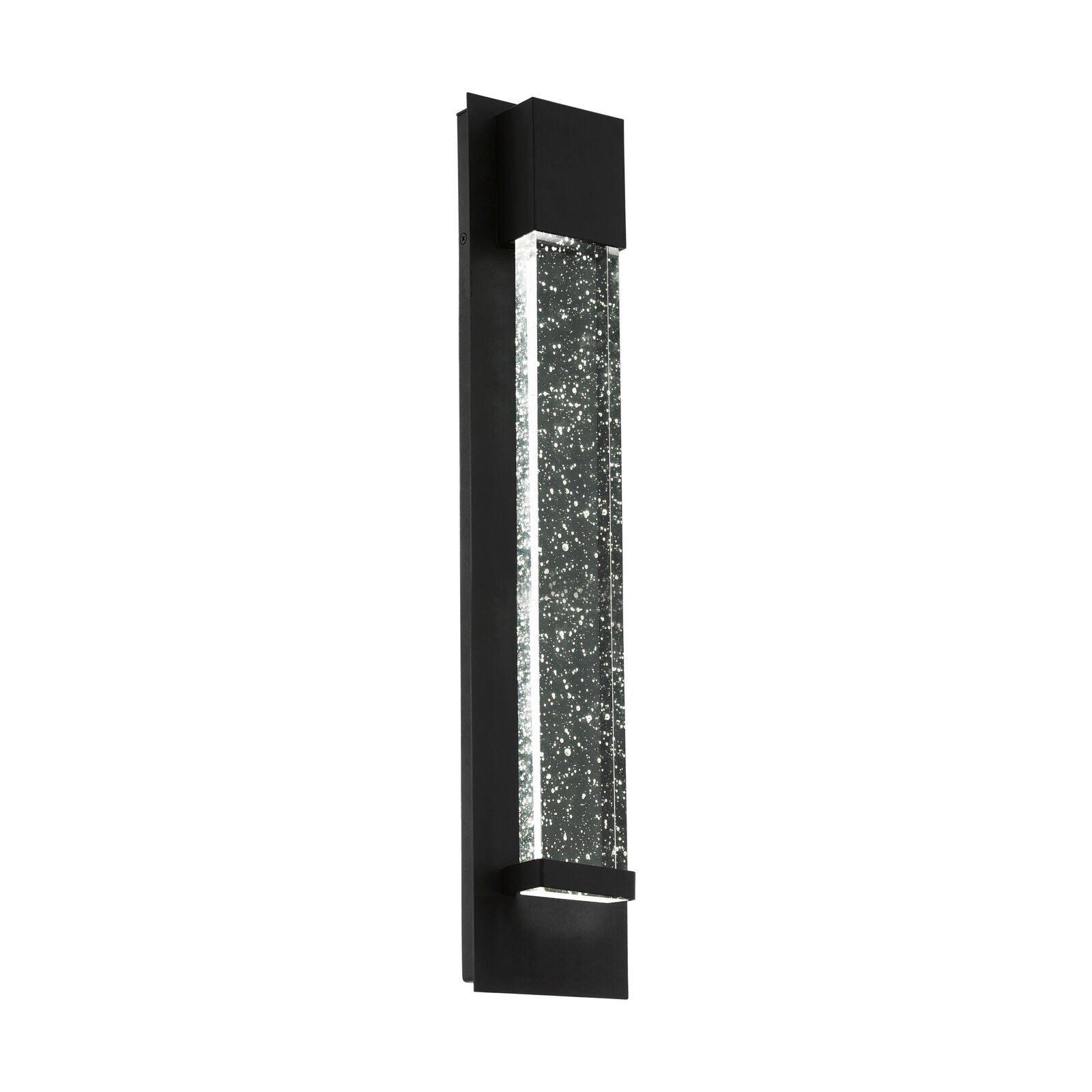 IP44 Outdoor Wall Light Black Long Bubble Glass 3.3W Built in LED Porch Lamp