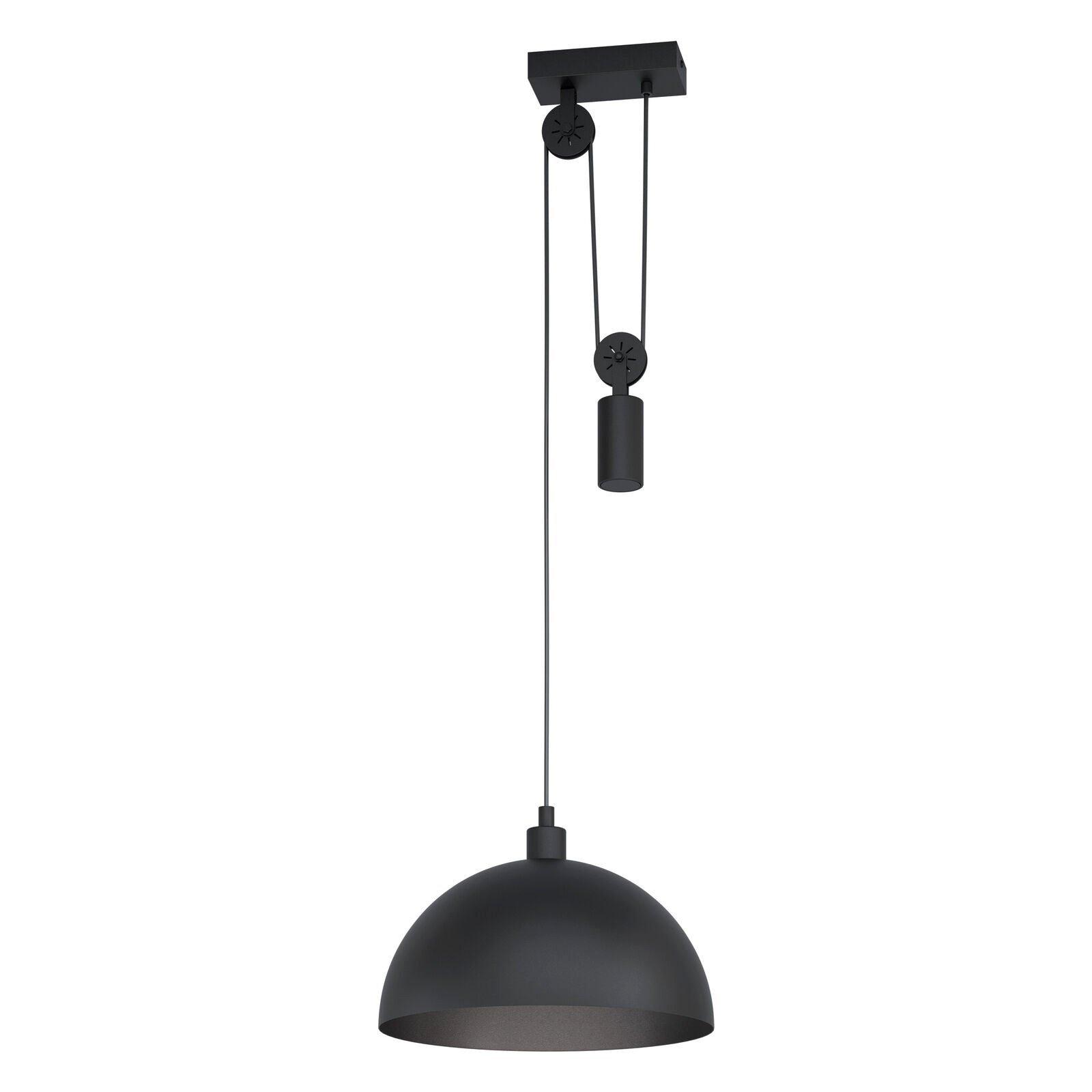Hanging Ceiling Pendant Light Black Rise & Fall 1x 40W E27 Adjustable Height