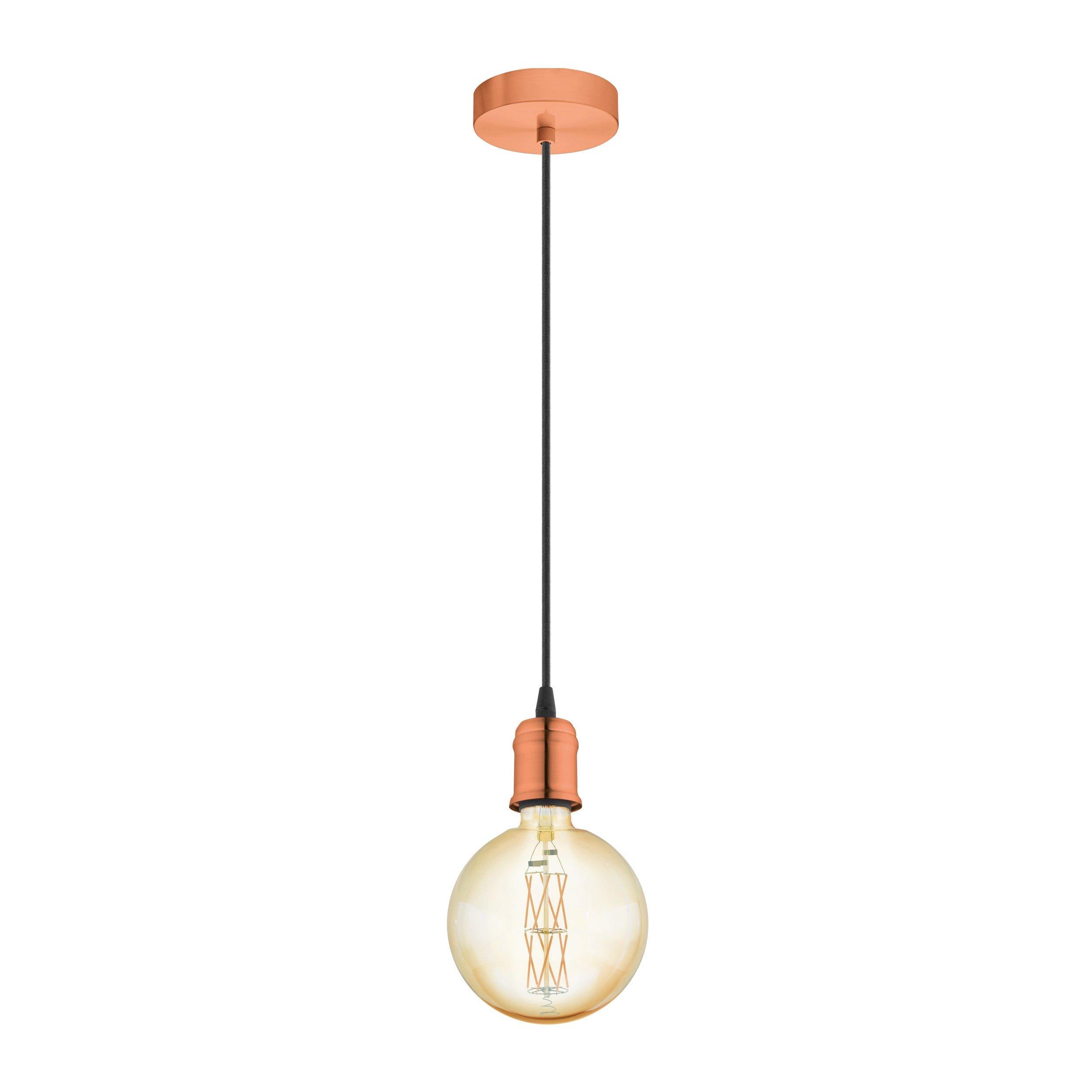 Hanging Ceiling Pendant Light Brushed Copper Steel 1x 60W E27 Bulb Feature