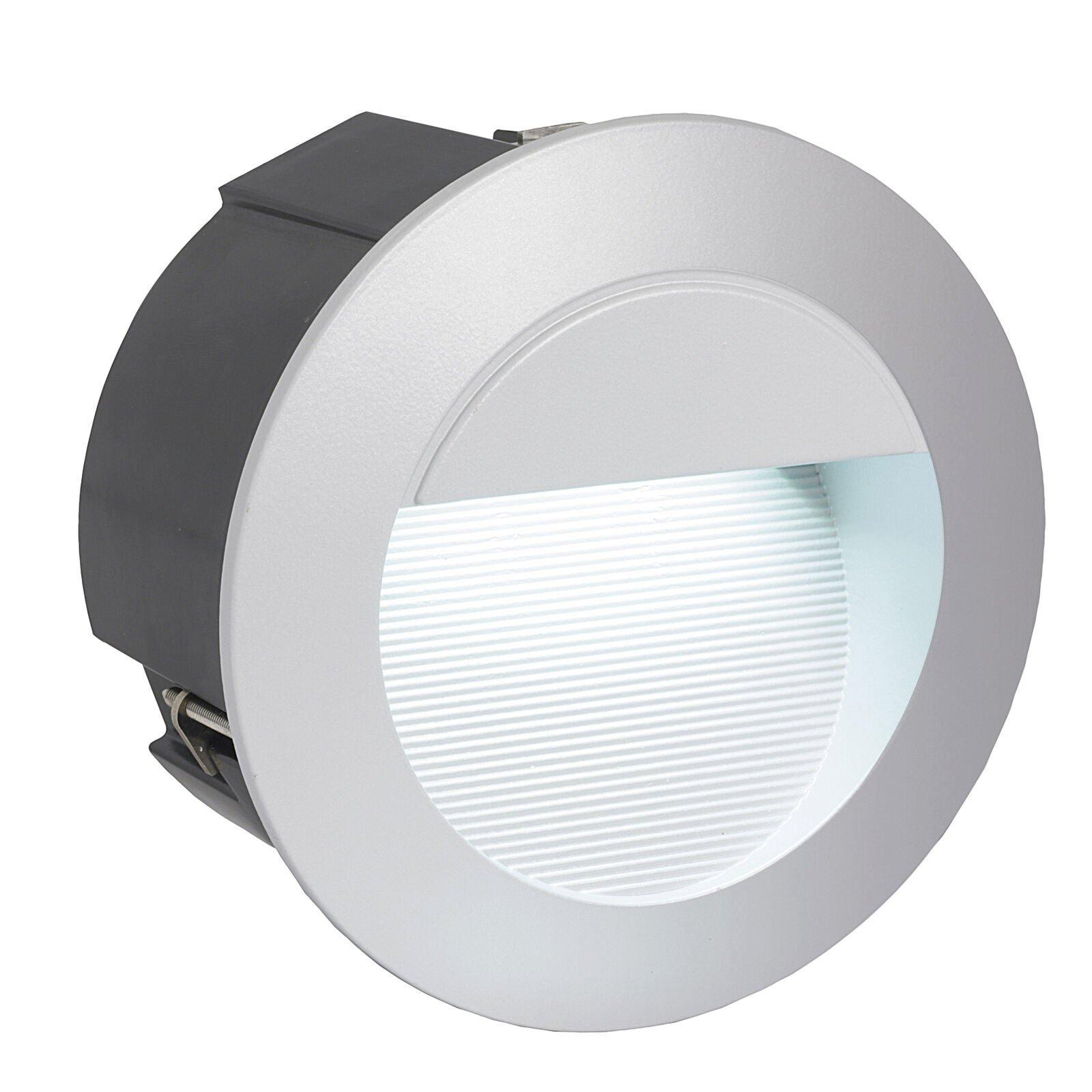 IP65 Recessed Outdoor Wall Light Silver Cast Aluminium 2.5W Built in LED