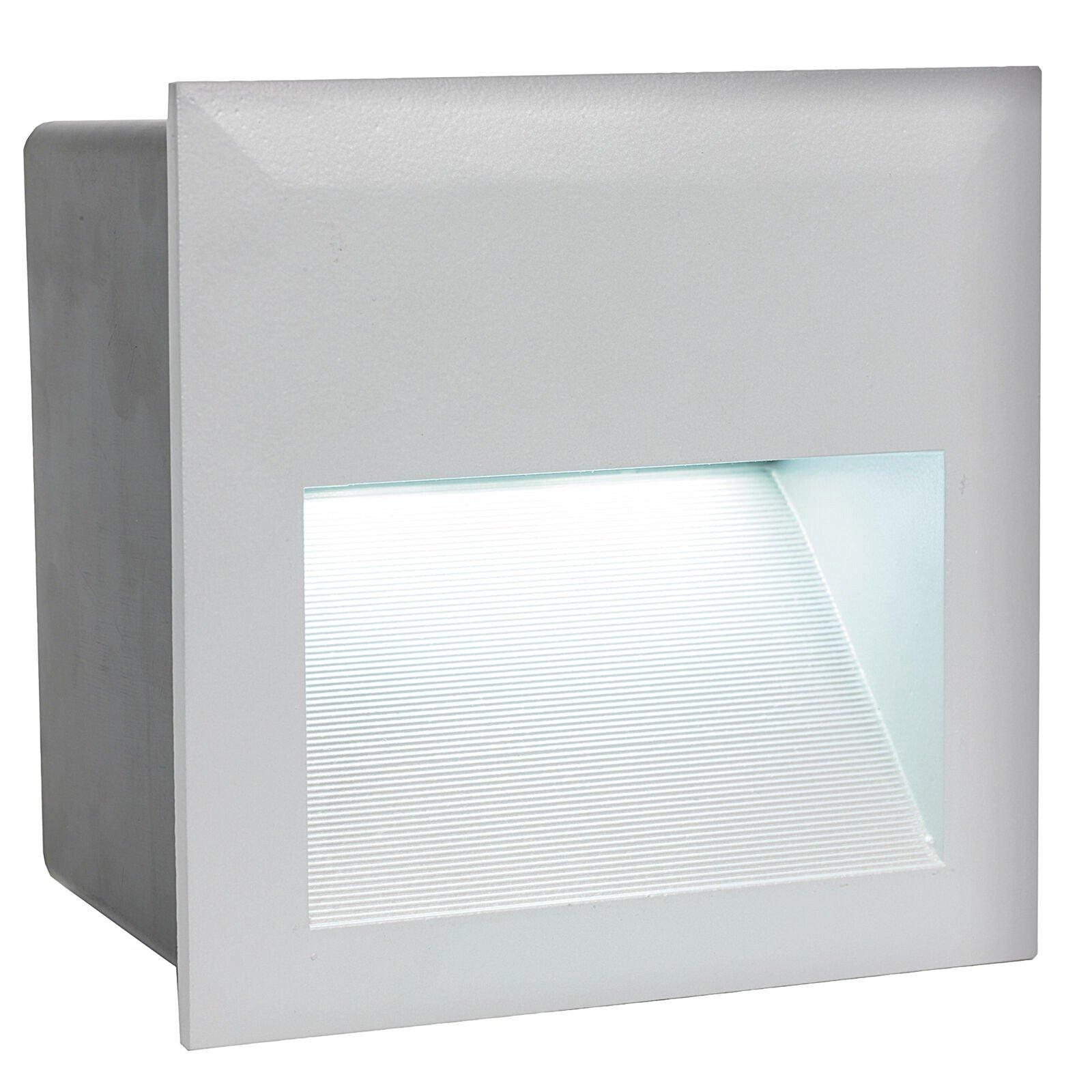 IP65 Recessed Outdoor Wall Light Silver Cast Aluminium 3.7W Built in LED