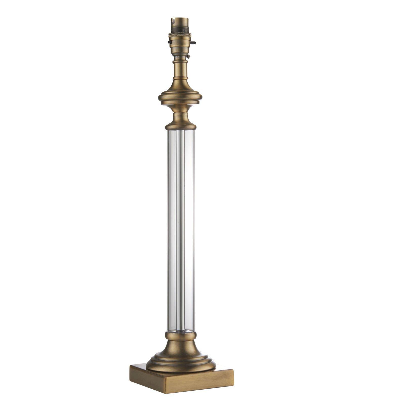 Table Lamp - Antique Brass & Clear Glass - 10W LED E27 - Bedside Light Base Only
