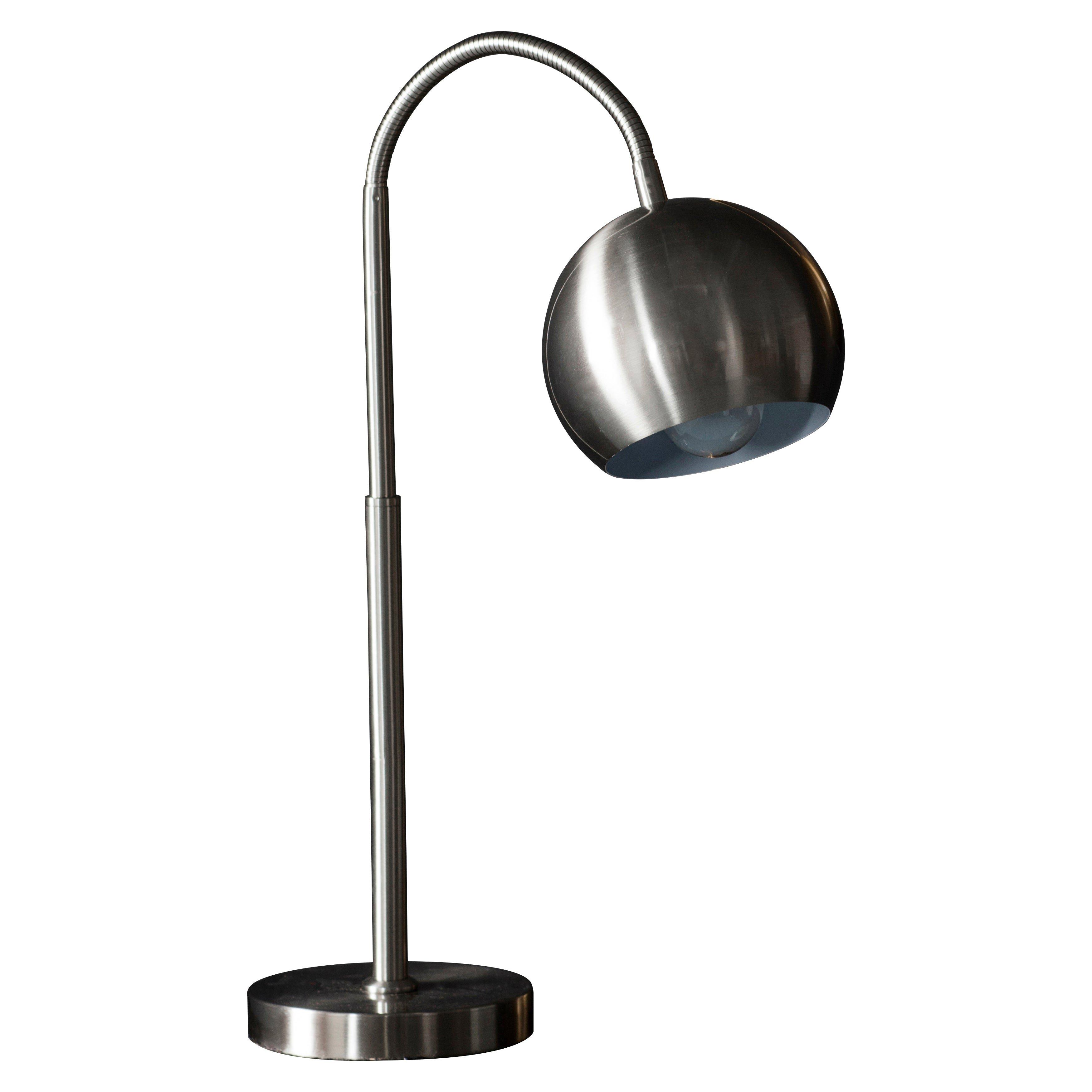 Table Lamp Brushed Chrome Plate 10W LED E27 Bedside Light Flexible Arm