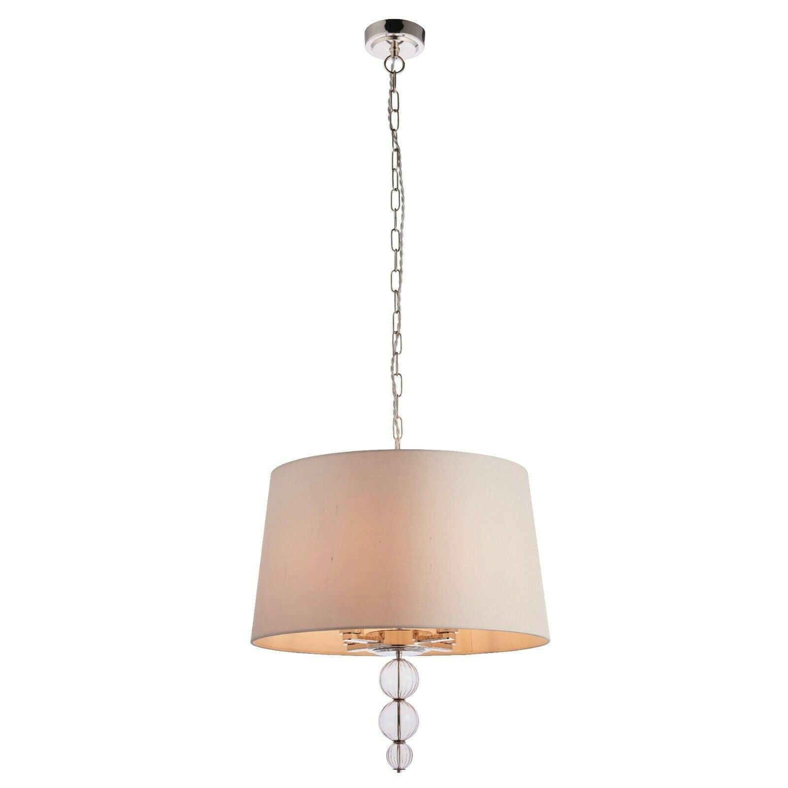 Ceiling Pendant Light Polished Nickel Plate & Marble Silk 4 x 40W E14