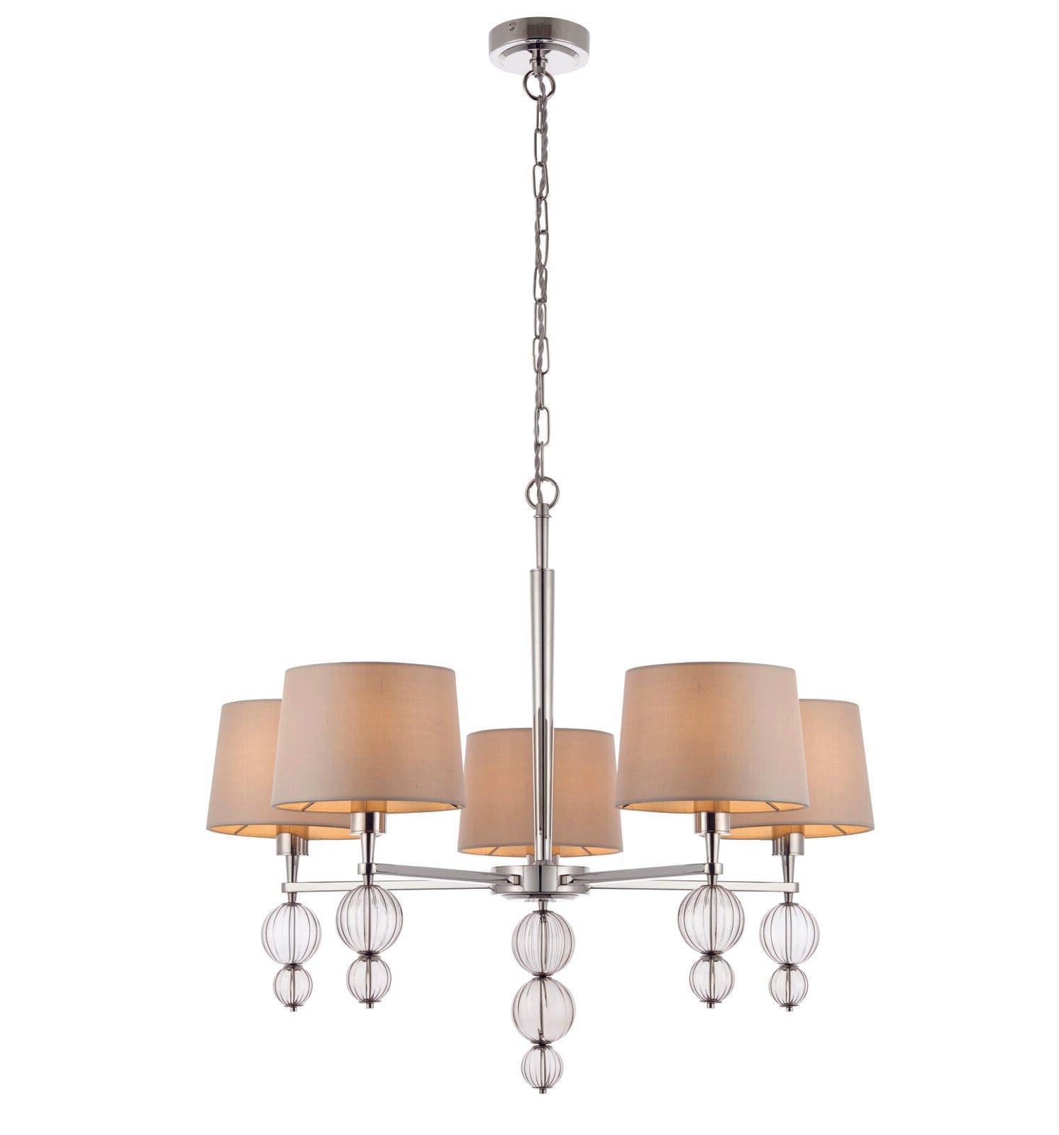 Ceiling Pendant Light Polished Nickel Plate & Marble Silk 5 x 40W E14